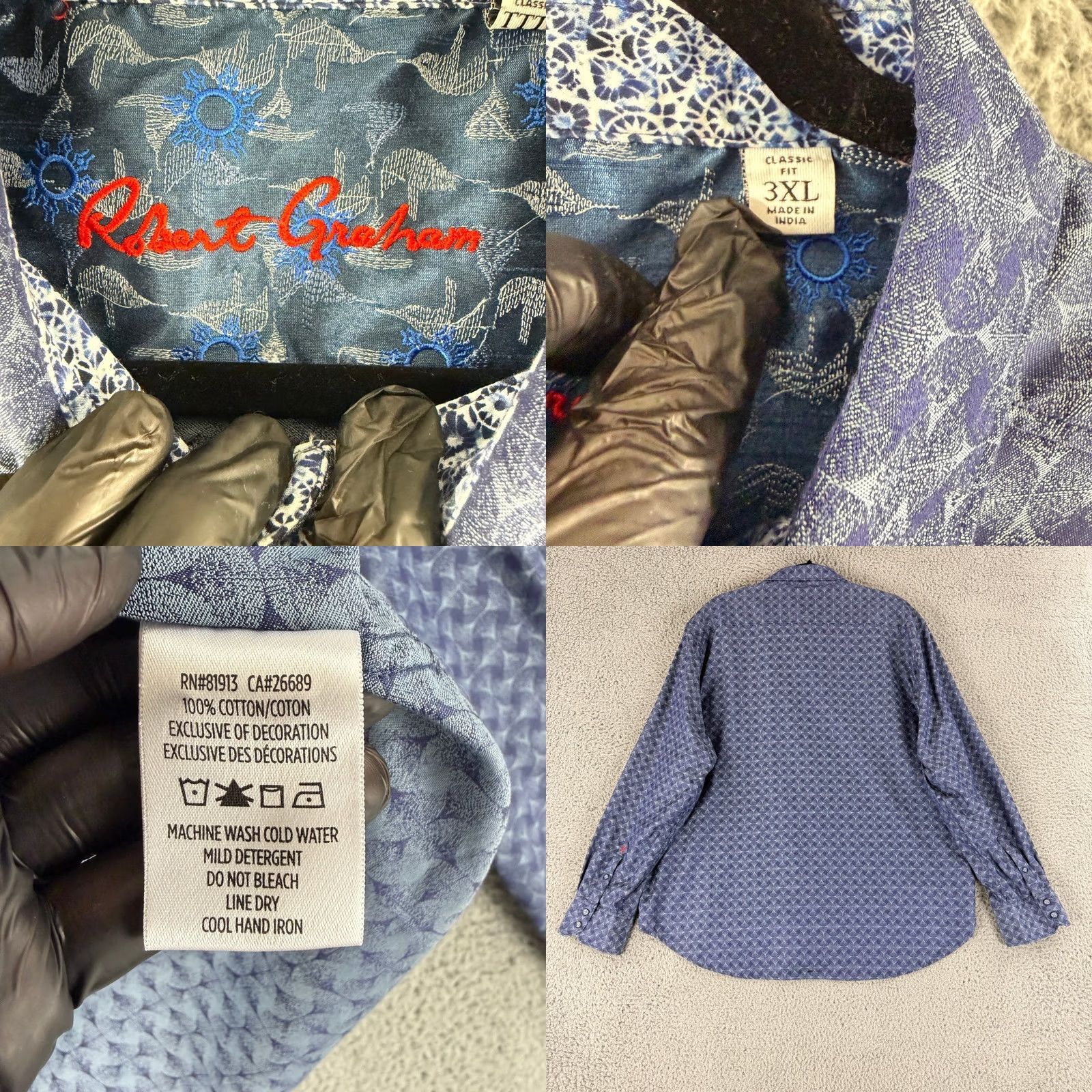 Robert Graham Robert Graham Button-Down Shirt Mens 3XL Blue Geometric Classic Fit Long Sleeve Color: Blue Pattern: Geometric Size US XXL / EU 58 / 5 - 8 Thumbnail