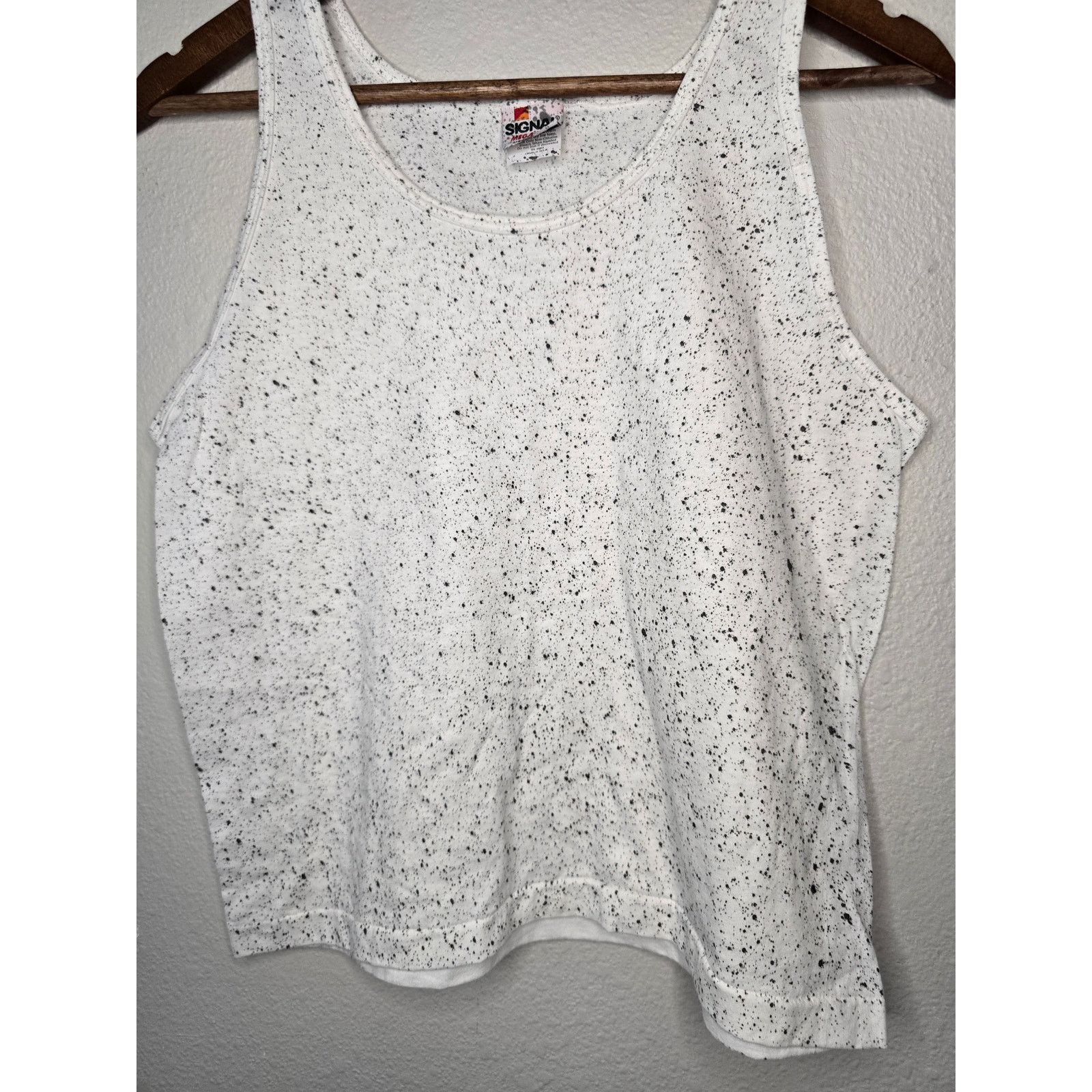 Vintage Vintage Blank Tank Top Womens White Speckled Sleeveless Tee Size L / US 10 / IT 46 - 2 Thumbnail