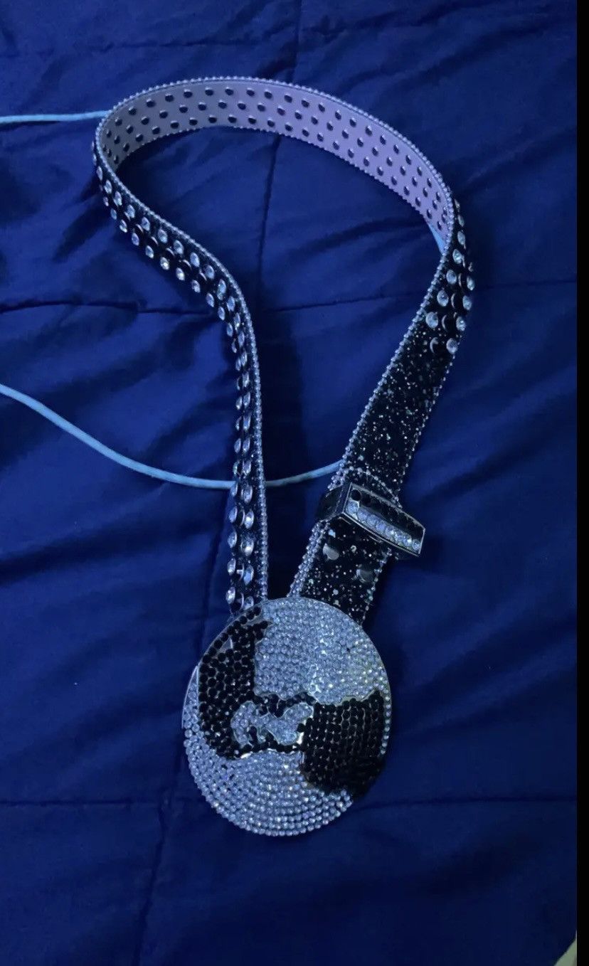 image of Art Bust Down Rhinestones Belt in Black, Men's