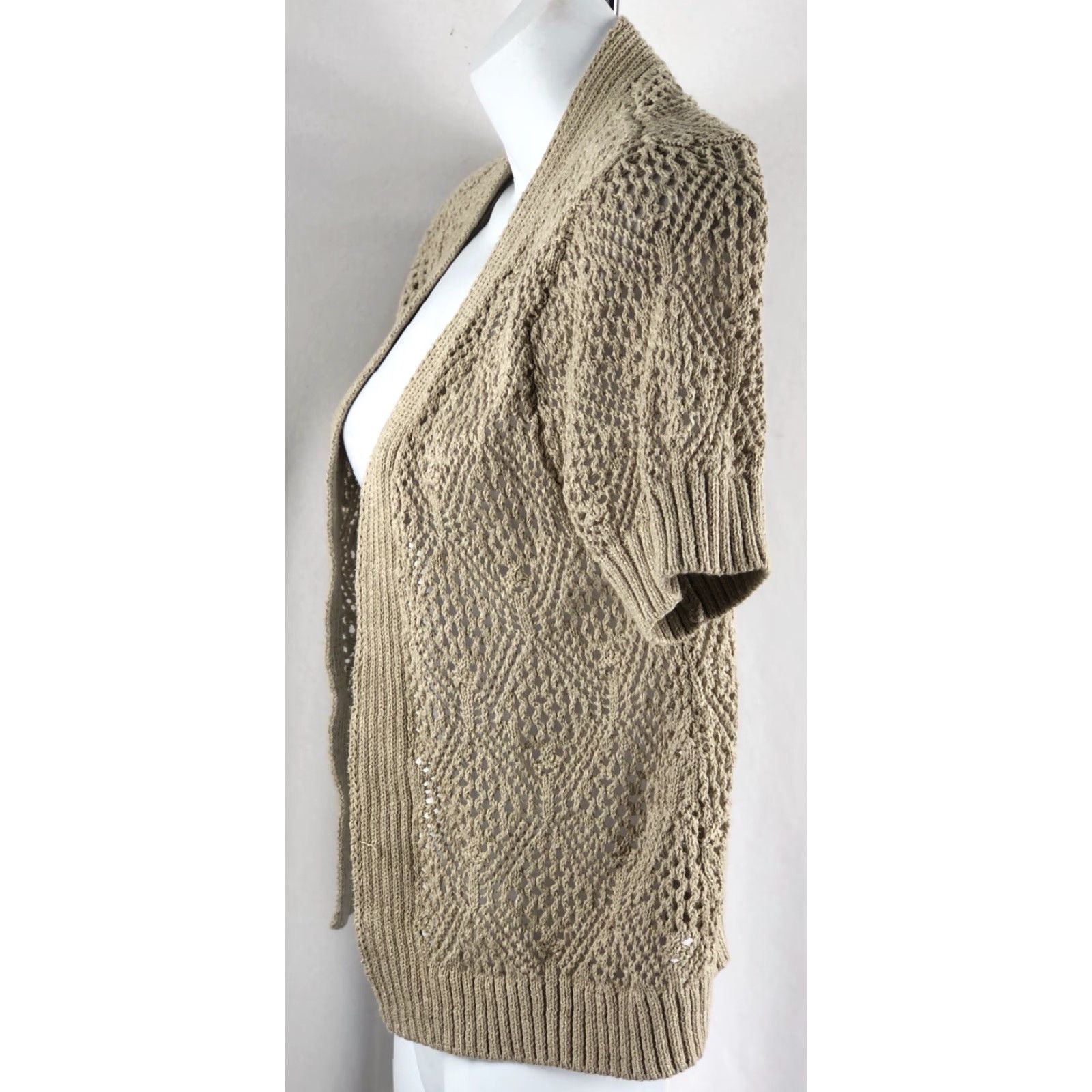 Vintage VINTAGE Sonoma Shrug Shirt Womens S Beige Open Crochet Knit Bohemian Grunge CottageCore Y2K 90s Adjustable Open Front Cashmere? Size S / US 4 / IT 40 - 2 Thumbnail