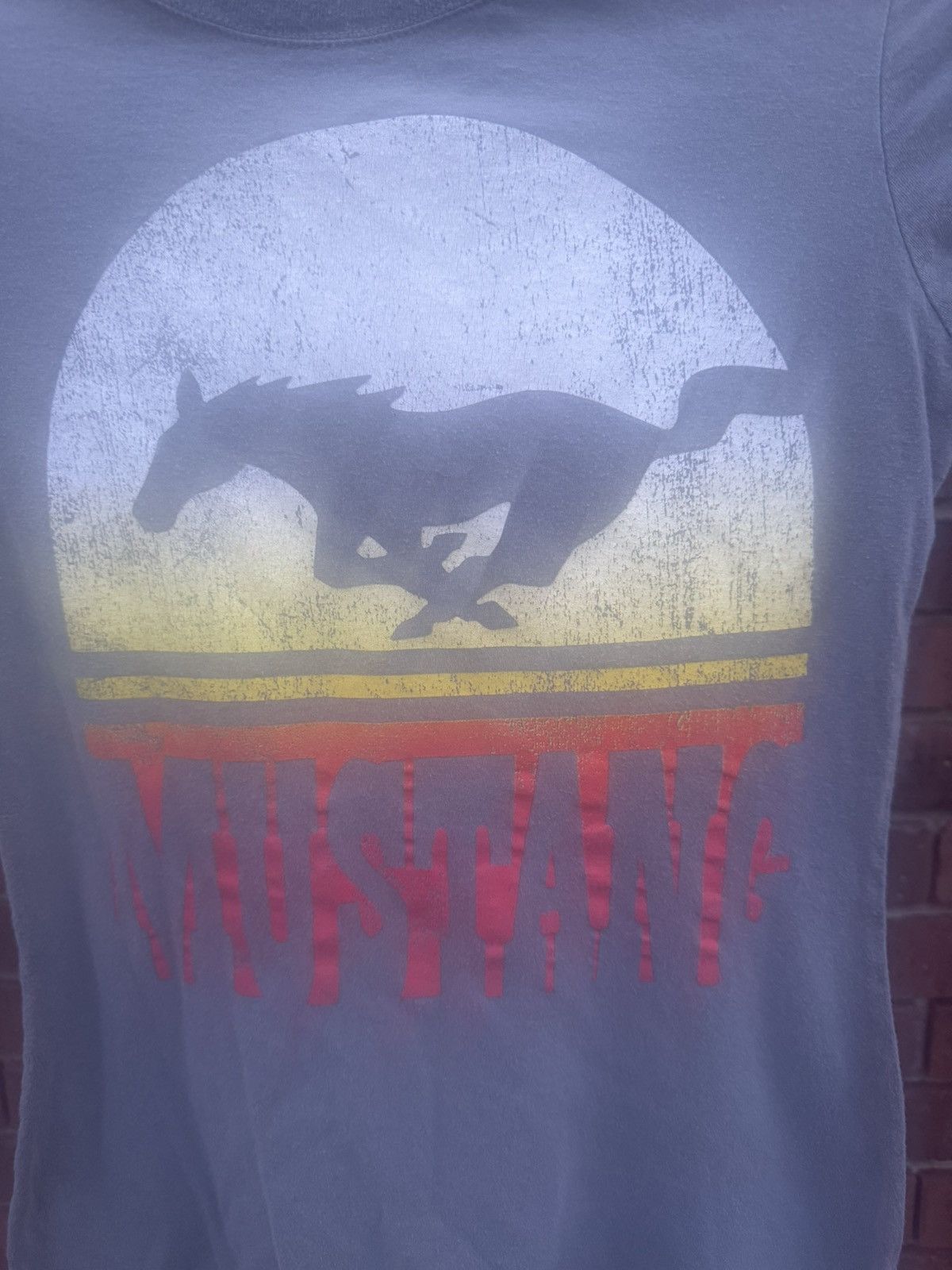 Mustang Ford Mustang Running Horse Sunset Fitted T Shirt Top Juniors Size M / US 6-8 / IT 42-44 - 2 Thumbnail