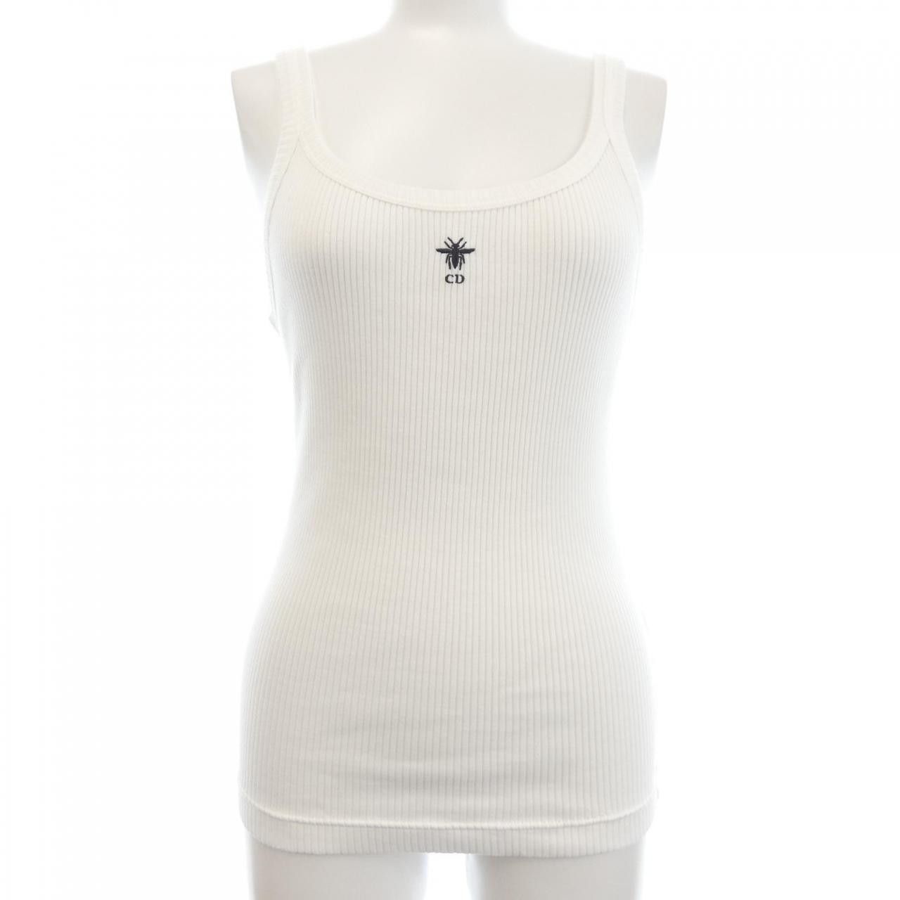 Dior Christian Dior Rib Cotton Jersey Tank Top Textile Tops 343t50b4086 Duty Free For Usa in White, Women's