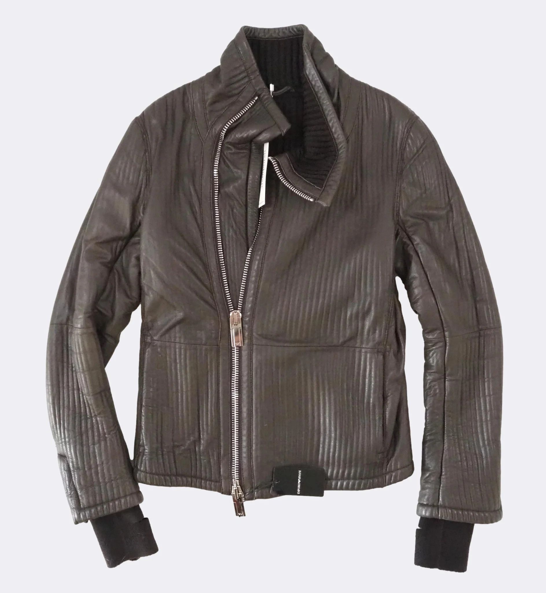 Emporio Armani Emporio Armani Ribbed Leather Jacket Wool Lining $2615 Size US M / EU 48-50 / 2 - 12 Thumbnail