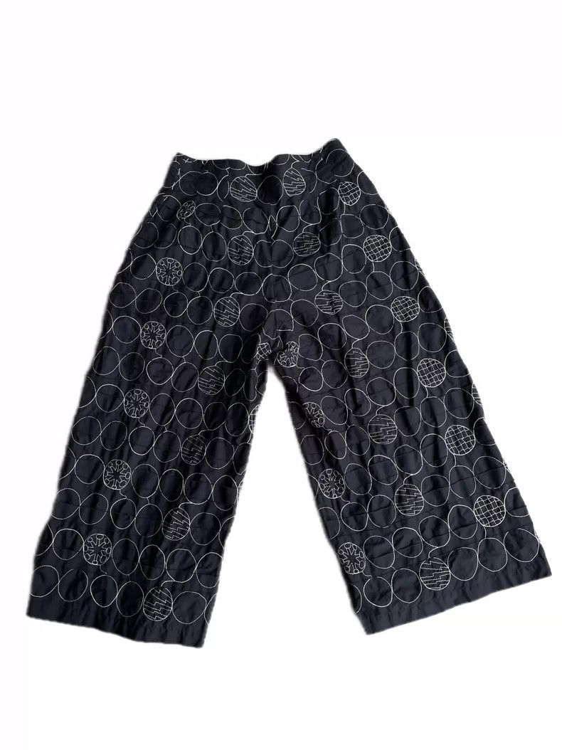 Issey Miyake Issey Miyake size:3 Black embroidered wide-leg pants Size 31" - 1 Thumbnail