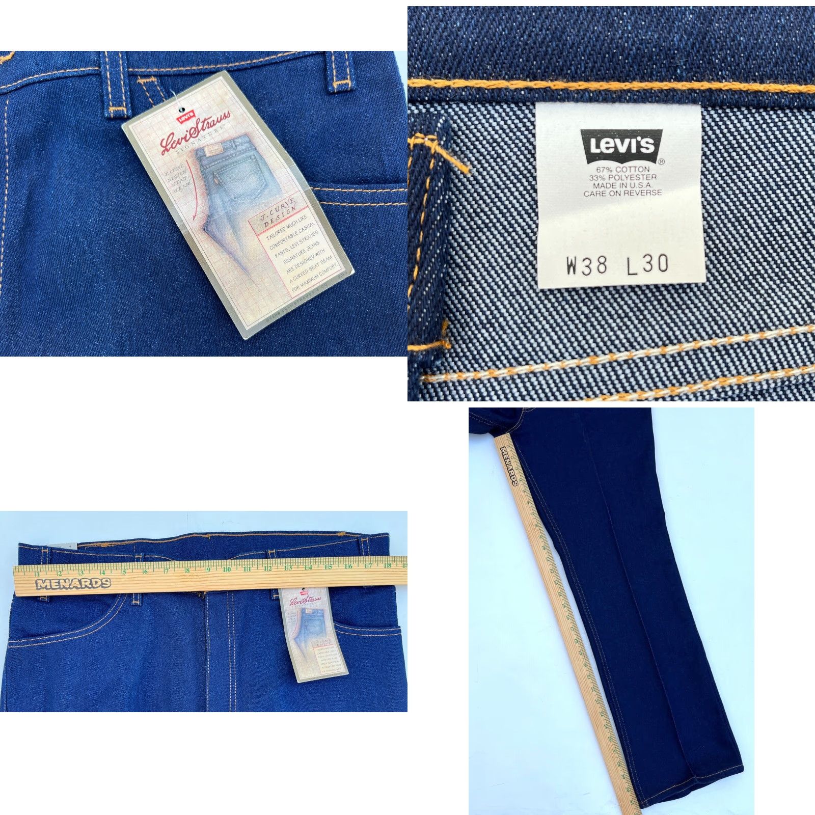 Levi's VINTAGE Levi's Signature Action Jeans J.Curve Design Made in USA 38x30 Mens Jeans Blue 5-Pocket USA 90s Theme Levi Strauss NWT Size US 38 / EU 54 - 8 Thumbnail
