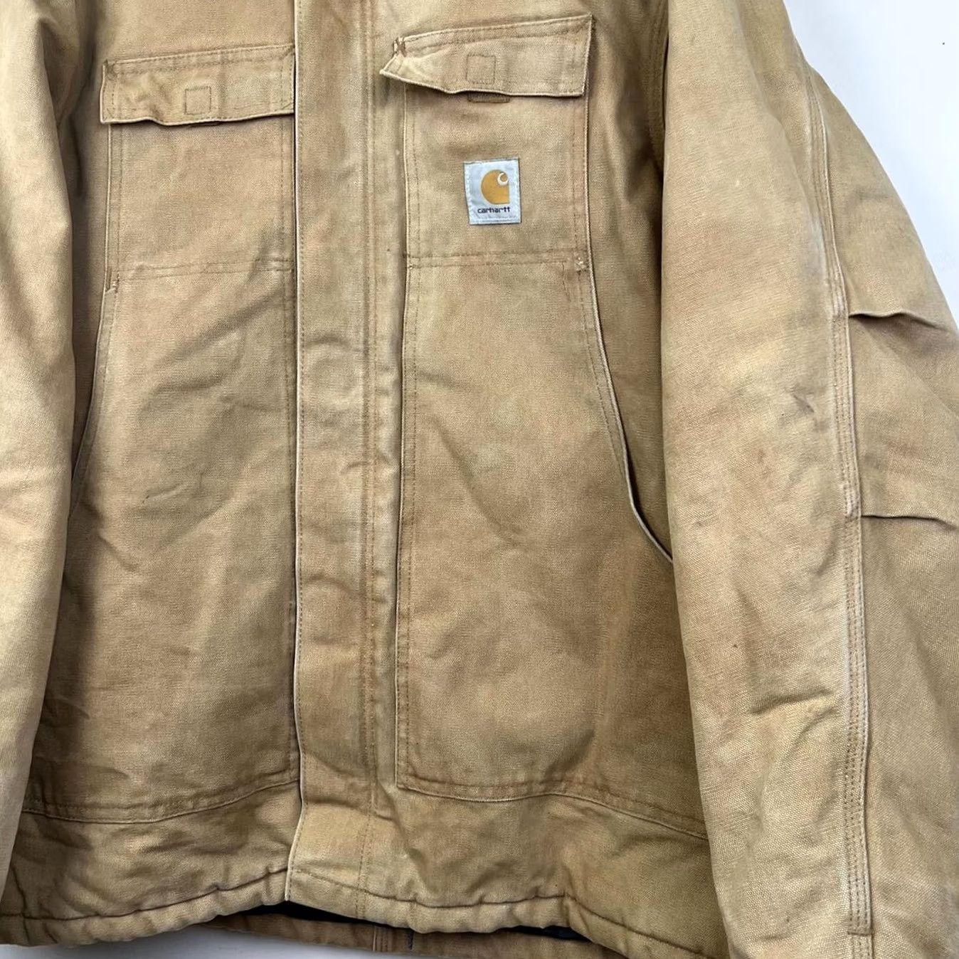Carhartt VINTAGE Carhartt Men's Insulated Work Jacket Bomber Jacket XL Tan Cotton Jacket Mens Jacket Size US XL / EU 56 / 4 - 3 Thumbnail