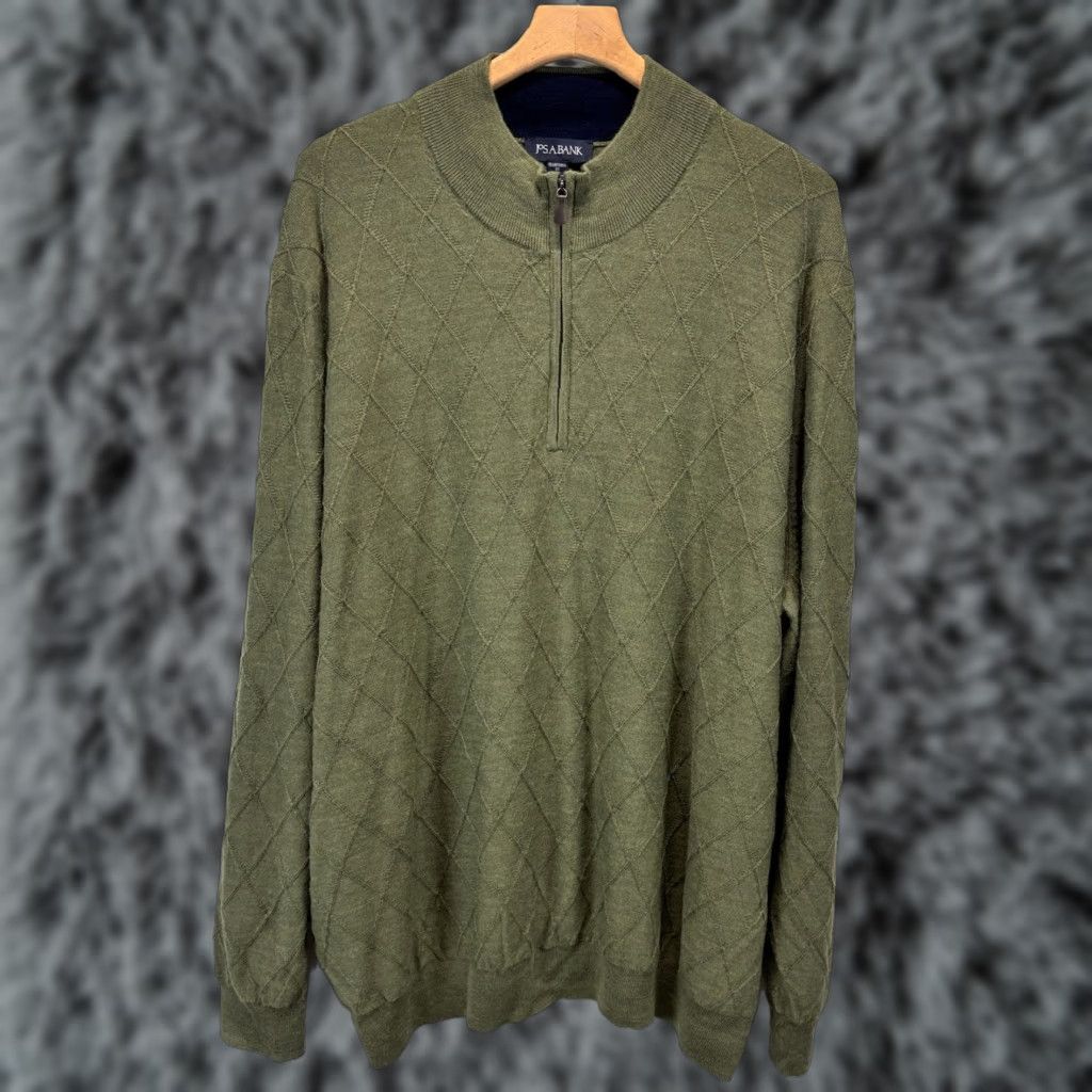 Jos. A. Bank Jos. A. Bank 1/4 Zip Sweater Mens 3XL Green Knit Pullover Big & Tall Traditional Fit Size US XXL / EU 58 / 5 - 1 Thumbnail