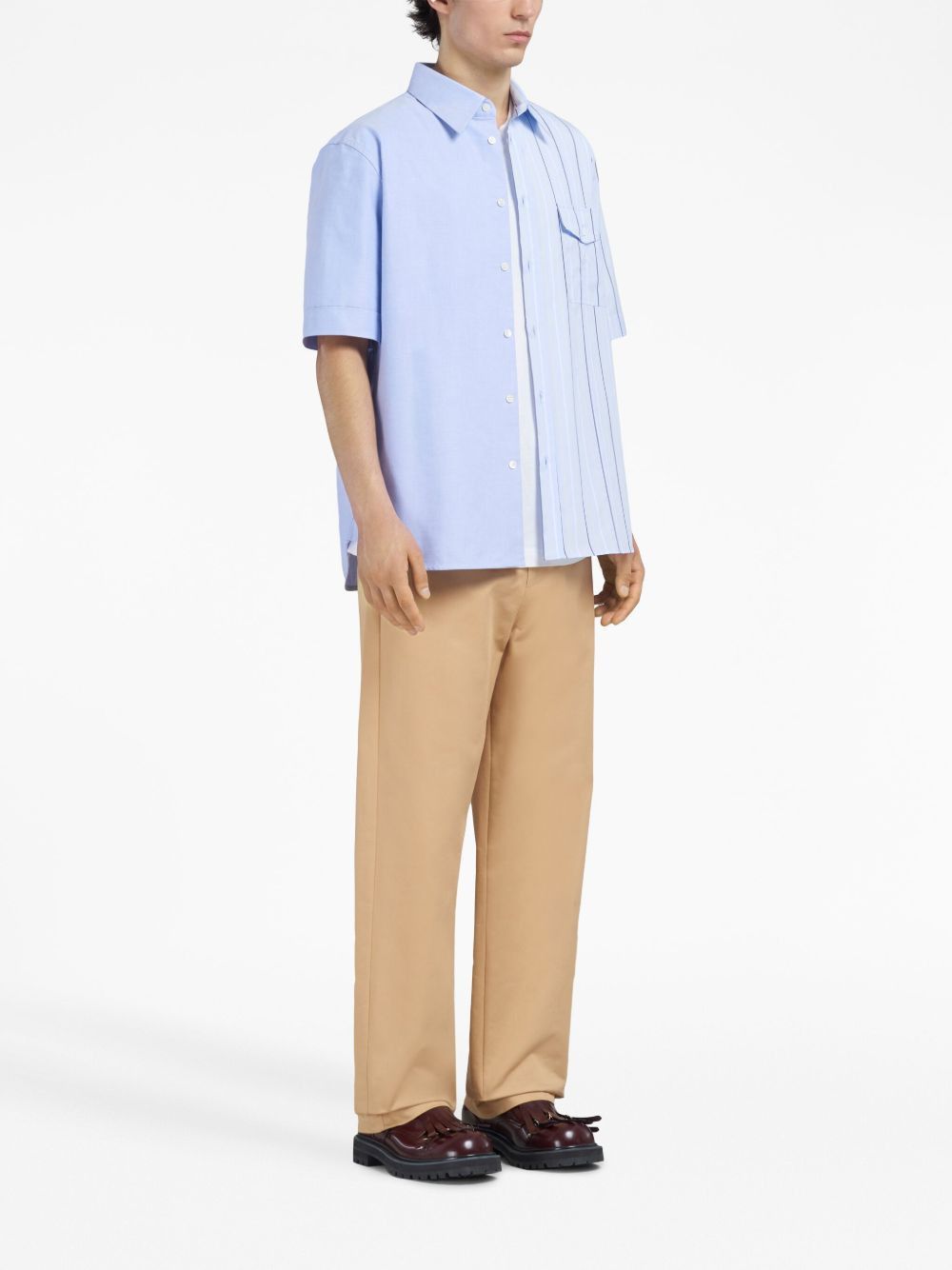 Marni o1w1db10125 Colour-Block Striped Cotton Shirt in Multicolor Size US L / EU 52-54 / 3 - 3 Thumbnail