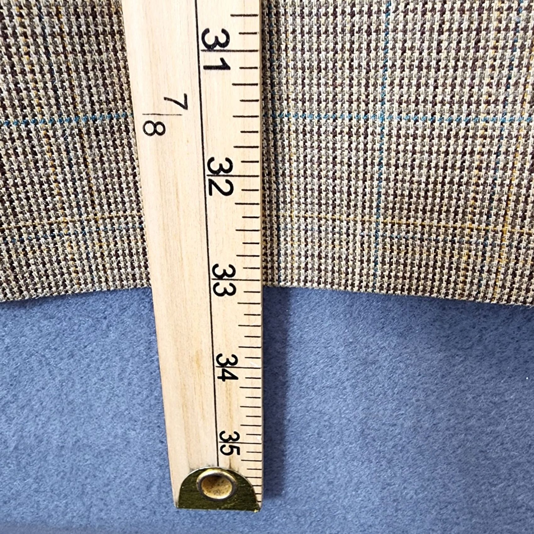 Vintage Ralph Lauren Mens Sport Coat 44L Tan Houndstooth Plaid Silk Wool Notch Lapel Jacket 2 Piece Size US S / EU 44-46 / 1 - 7 Thumbnail