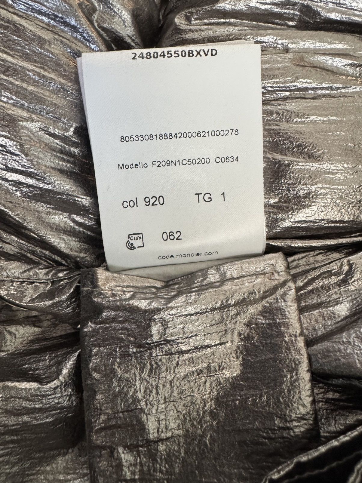 Rick Owens RICK OWENS MONCLER RARE METALLIC BACKZIP PUFFER COAT PARKA Size US S / EU 44-46 / 1 - 8 Thumbnail