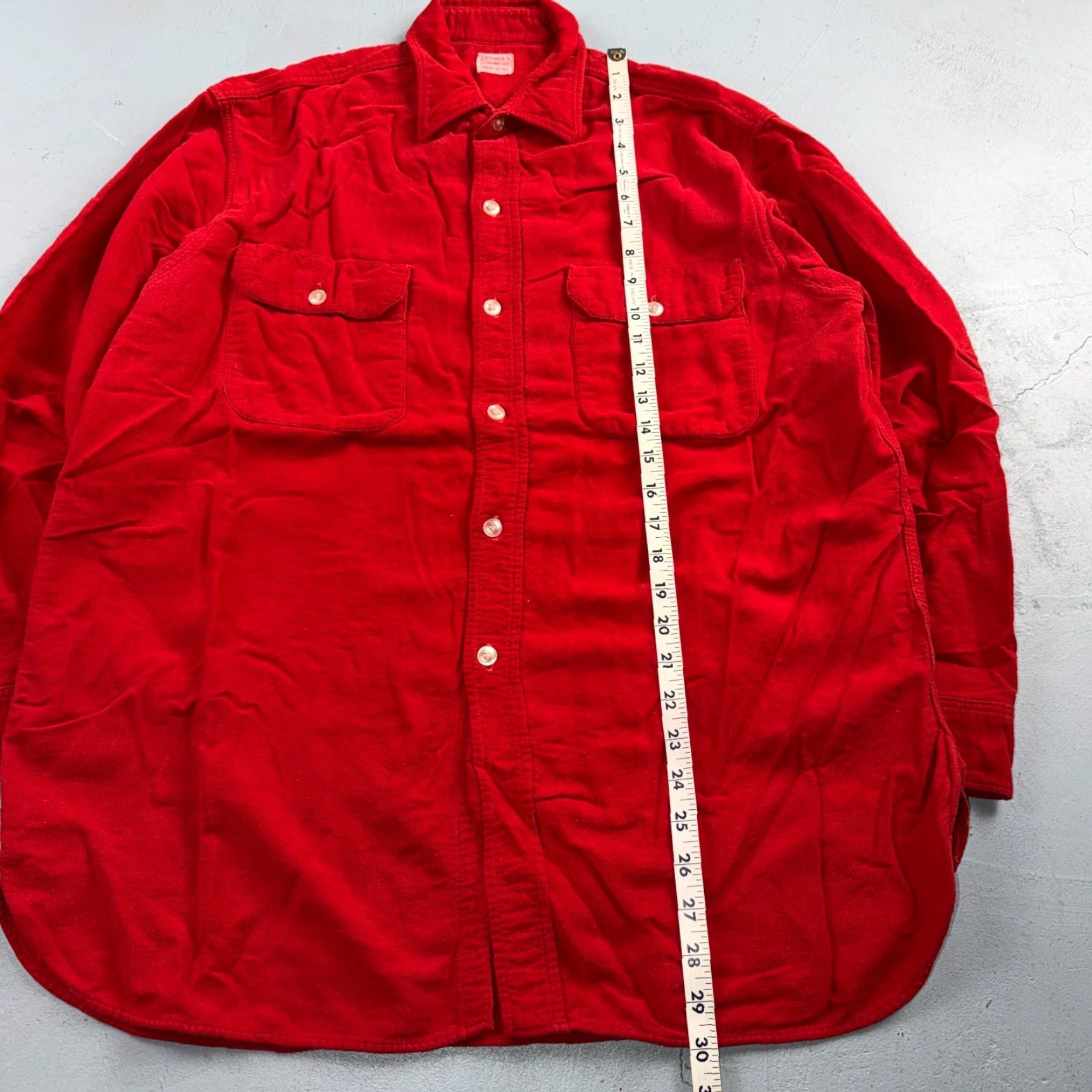 JCPenney VINTAGE Penneys Jacket Red Cotton 1940s 40s 50s Plaid Flannel Shirt Rockabilly Mens Large Size US L / EU 52-54 / 3 - 5 Thumbnail