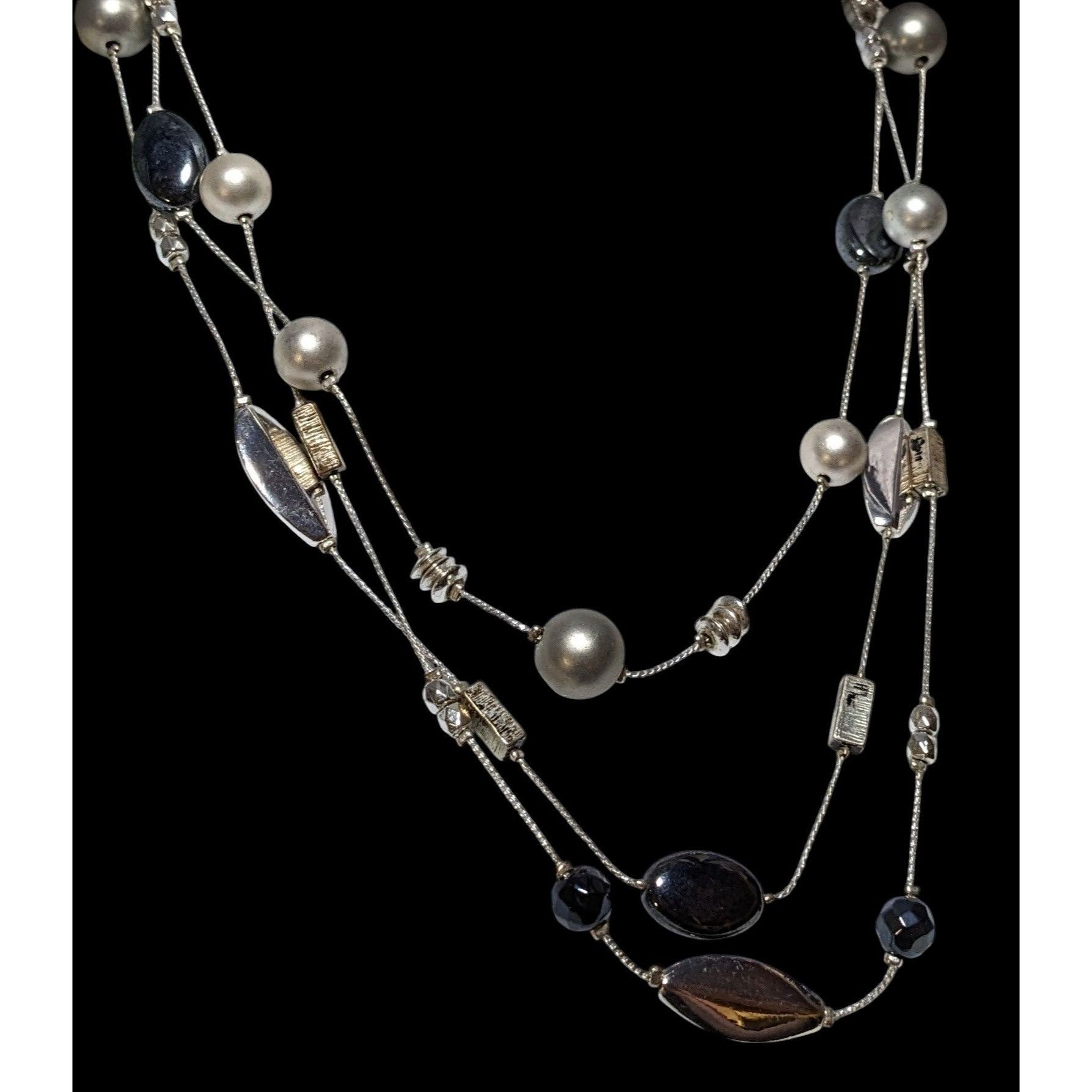 Other Y2K Multilayer Beaded Silver Station Necklace Size ONE SIZE - 3 Thumbnail