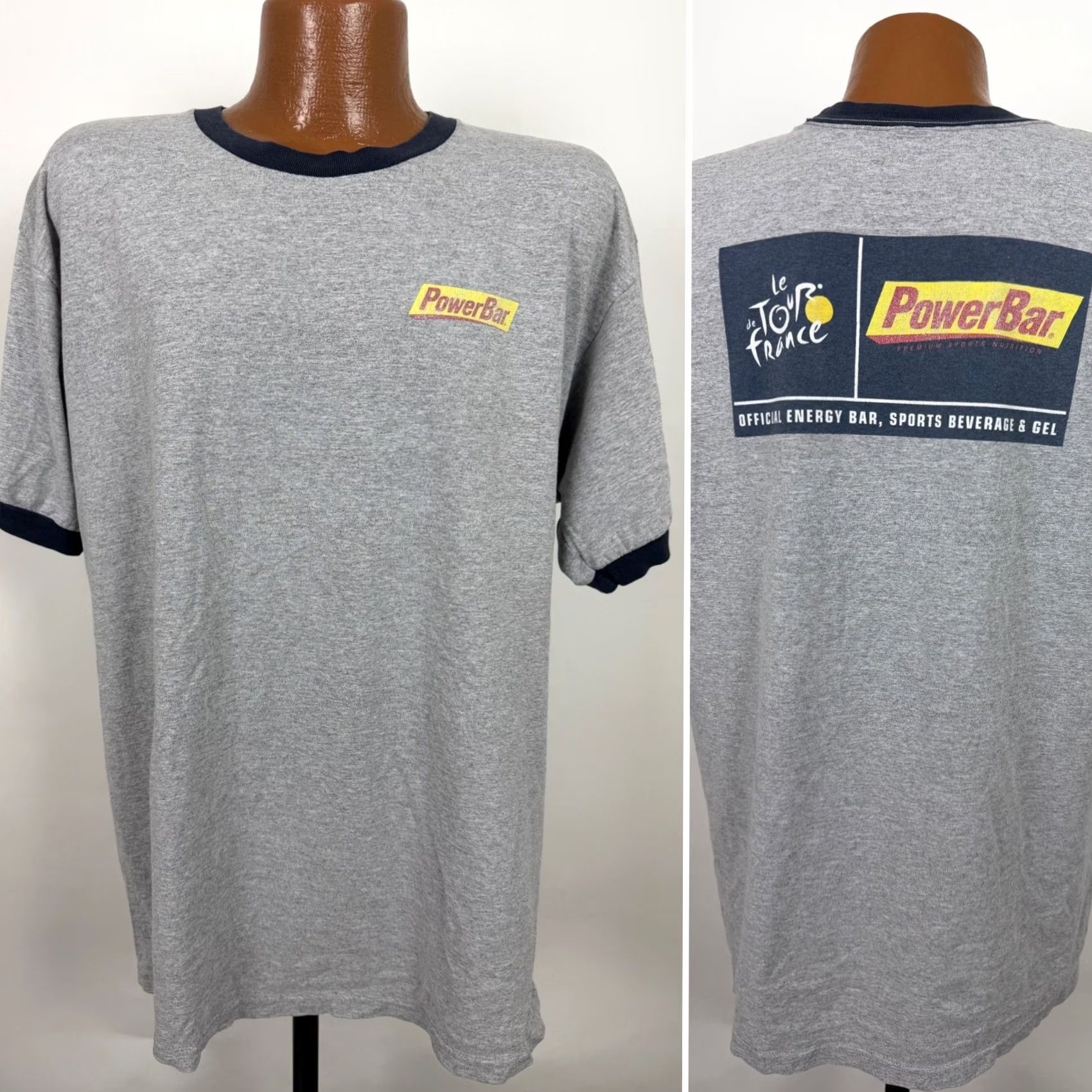 Vintage VINTAGE PowerBar Shirt XL Tour de France Energy Bar Sports Cycling Heather Gray Size US XL / EU 56 / 4 - 2 Thumbnail