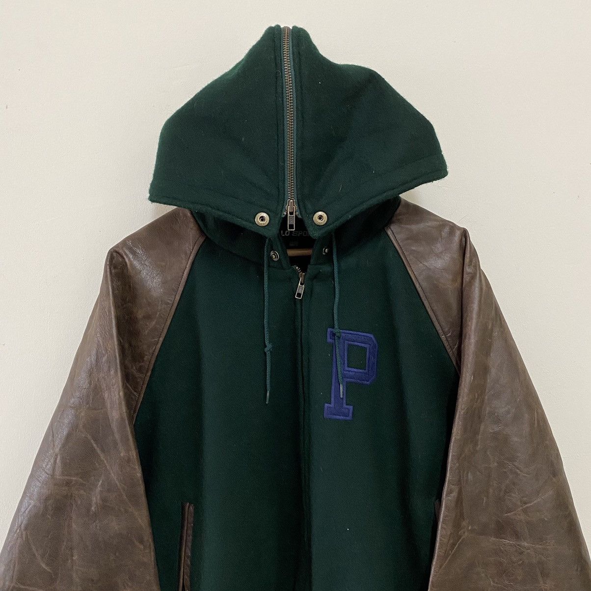 VTG 90's Polo Sport Hybrid Leather Patina Sleeve Jacket