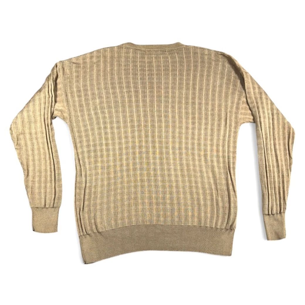 Vintage Bachrach Sweater Adult EXTRA LARGE Brown Geometric Textured Grid Relaxed Mens XL Crew Neck Knit PullOver Cotton Blend Size US XL / EU 56 / 4 - 3 Thumbnail