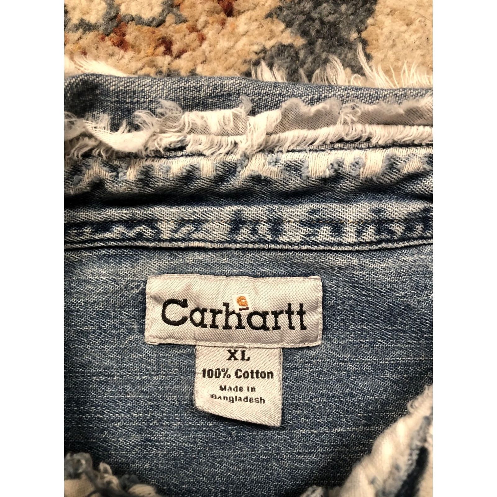 Carhartt VINTAGE Carhartt Shirt Mens XL Blue Denim Button Front Long Sleeve Workwear Distressed Size US XL / EU 56 / 4 - 7 Thumbnail