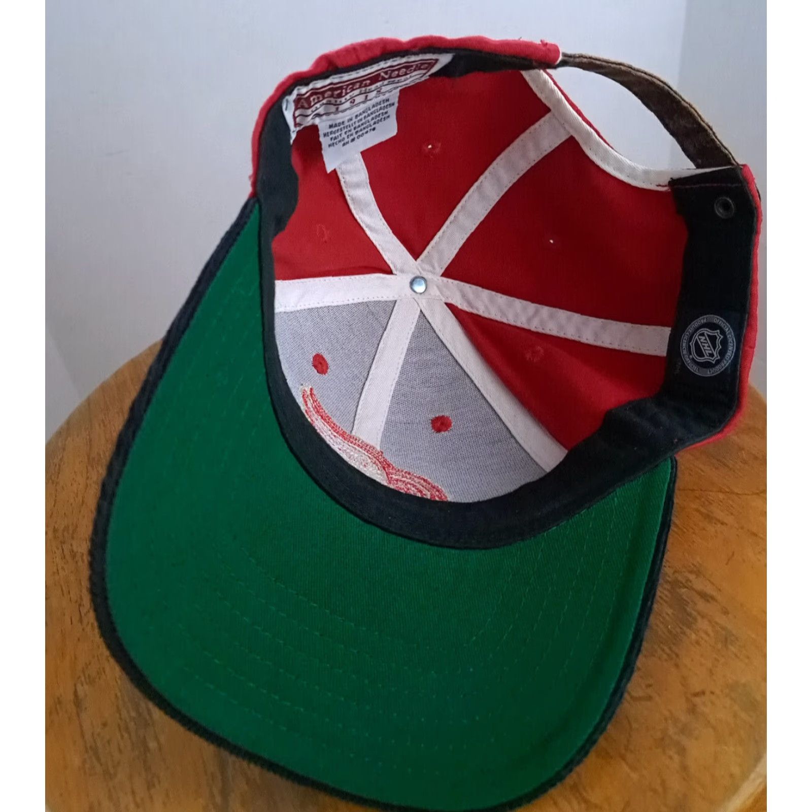American Needle American Needle Detroit Red Wings Corduroy Brim&Leather Adjustable Hat Unisex Adults Hockey Embroidered Bob Probert Red&Black X-Fine Cap Size ONE SIZE - 4 Thumbnail