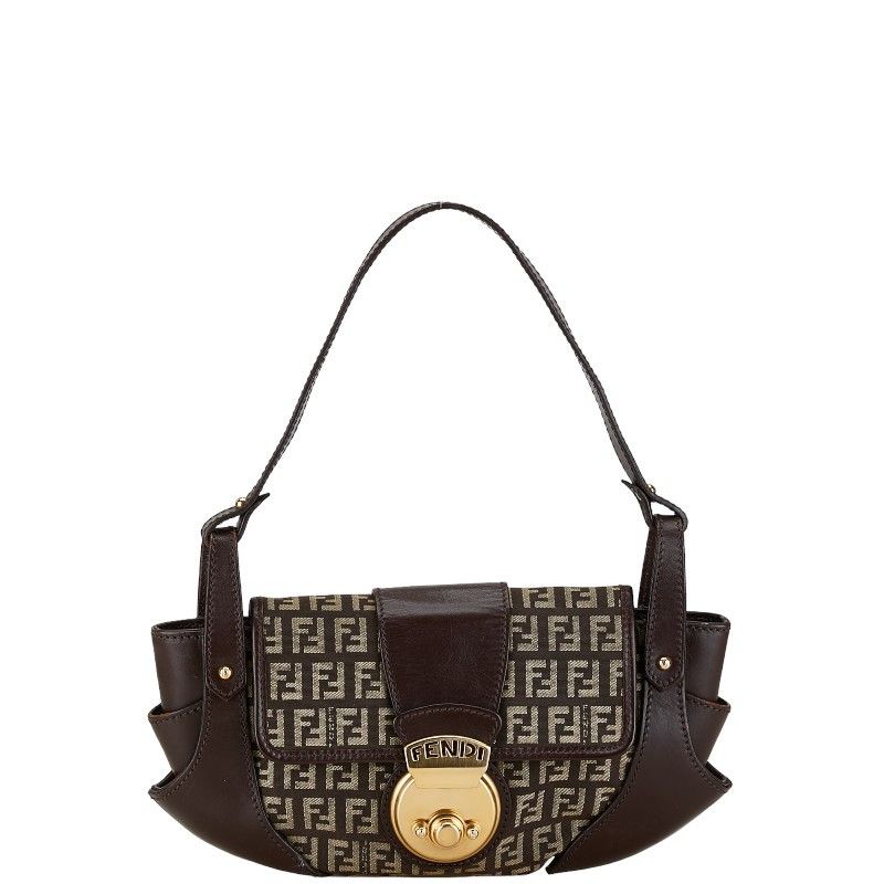 Fendi Fendi Fendi Zucchino Canvas Leather One Shoulder Bag 8BR429 Canvas Shoulder Bag 8BR429 in Very Good Condition Size ONE SIZE - 1 Thumbnail