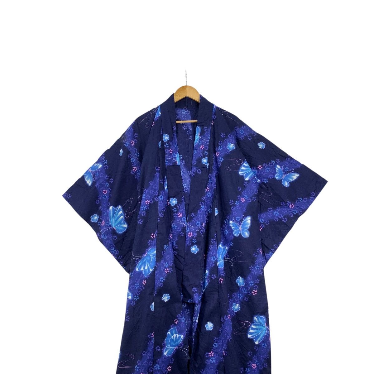 Vintage Vintage 70s KIMONO BUTTERFLY JAPAN Traditional AOP Robe Coat Size XXL / US 16-18 / IT 52-54 - 2 Thumbnail