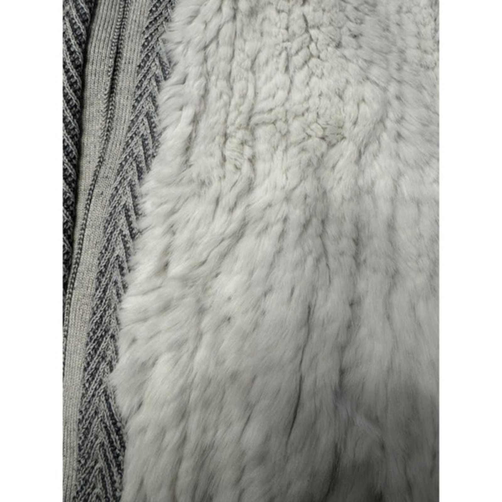 Vince Vince Reversible Sherpa Knit Cardigan Vest Gray & Cream Size M / US 6-8 / IT 42-44 - 3 Thumbnail