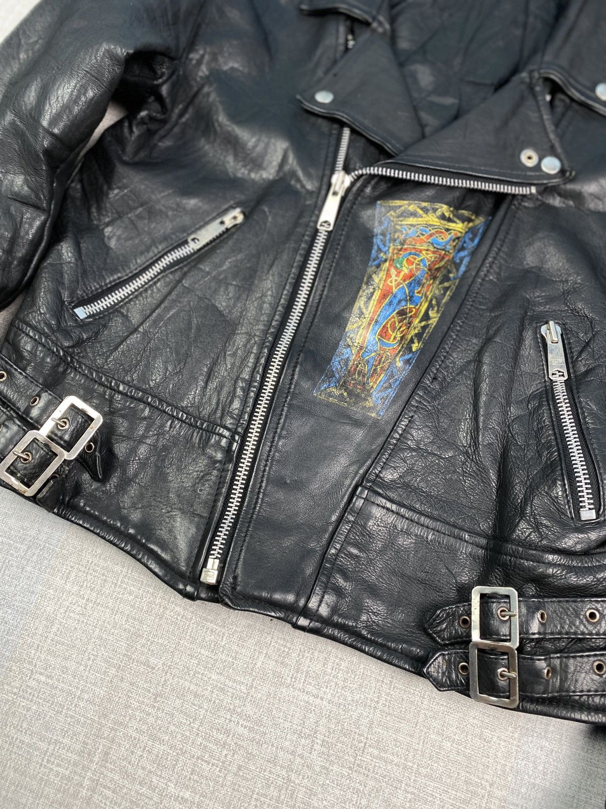 Vintage Vintage 80’s COWHIDE British Style Rider Leather Jacket Size US XXS / EU 40 - 4 Thumbnail