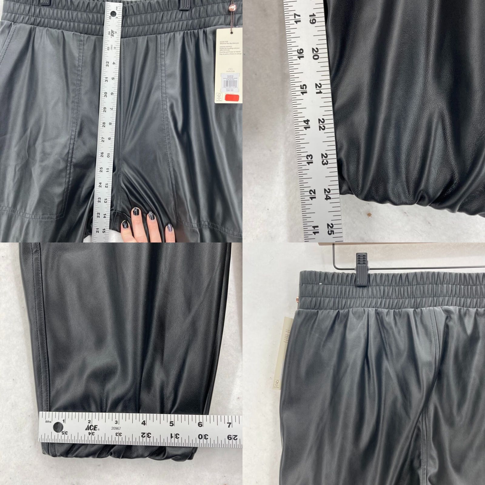 Vintage Calia Faux Leather Jogger Pants Women's Medium Black High Rise Stretch NWT Size 32" / US 10 / IT 46 - 8 Thumbnail
