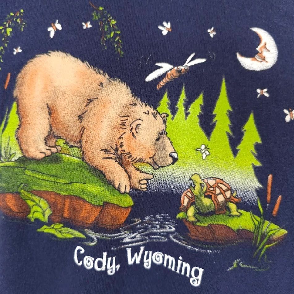 Fruit Of The Loom VINTAGE Cody Wyoming T Shirt Mens Size XS Blue Y2K Grizzly Bear Turtle Moon Size US XS / EU 42 / 0 - 3 Thumbnail
