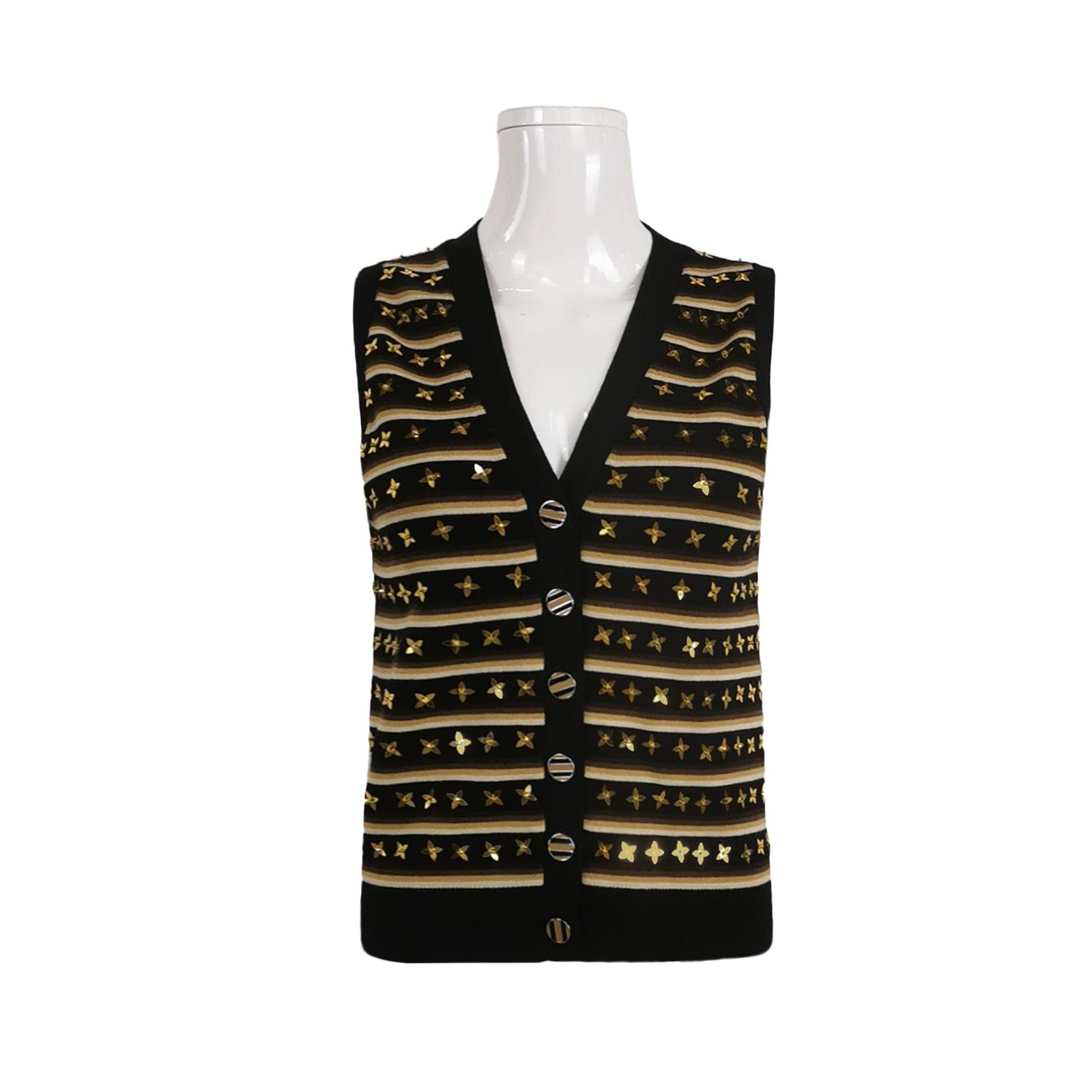 Louis Vuitton Louis Vuitton Sequined Striped V-Neck Vest Size L Size L / US 10 / IT 46 - 1 Thumbnail