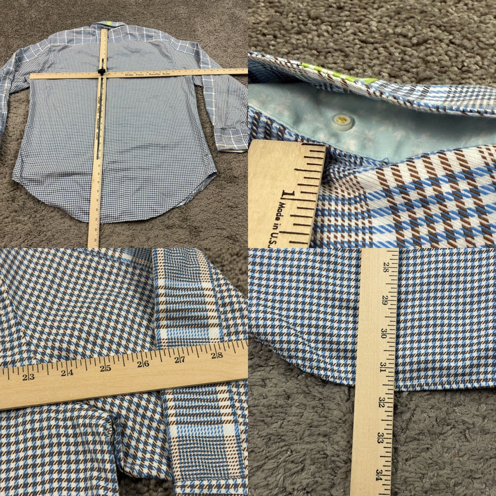 Robert Graham Robert Graham Shirt Mens 2XL Blue Glen Plaid Houndstooth Flip Cuff Long Sleeve Button-Up Casual Party/Cocktail Mens Size US XXL / EU 58 / 5 - 8 Thumbnail