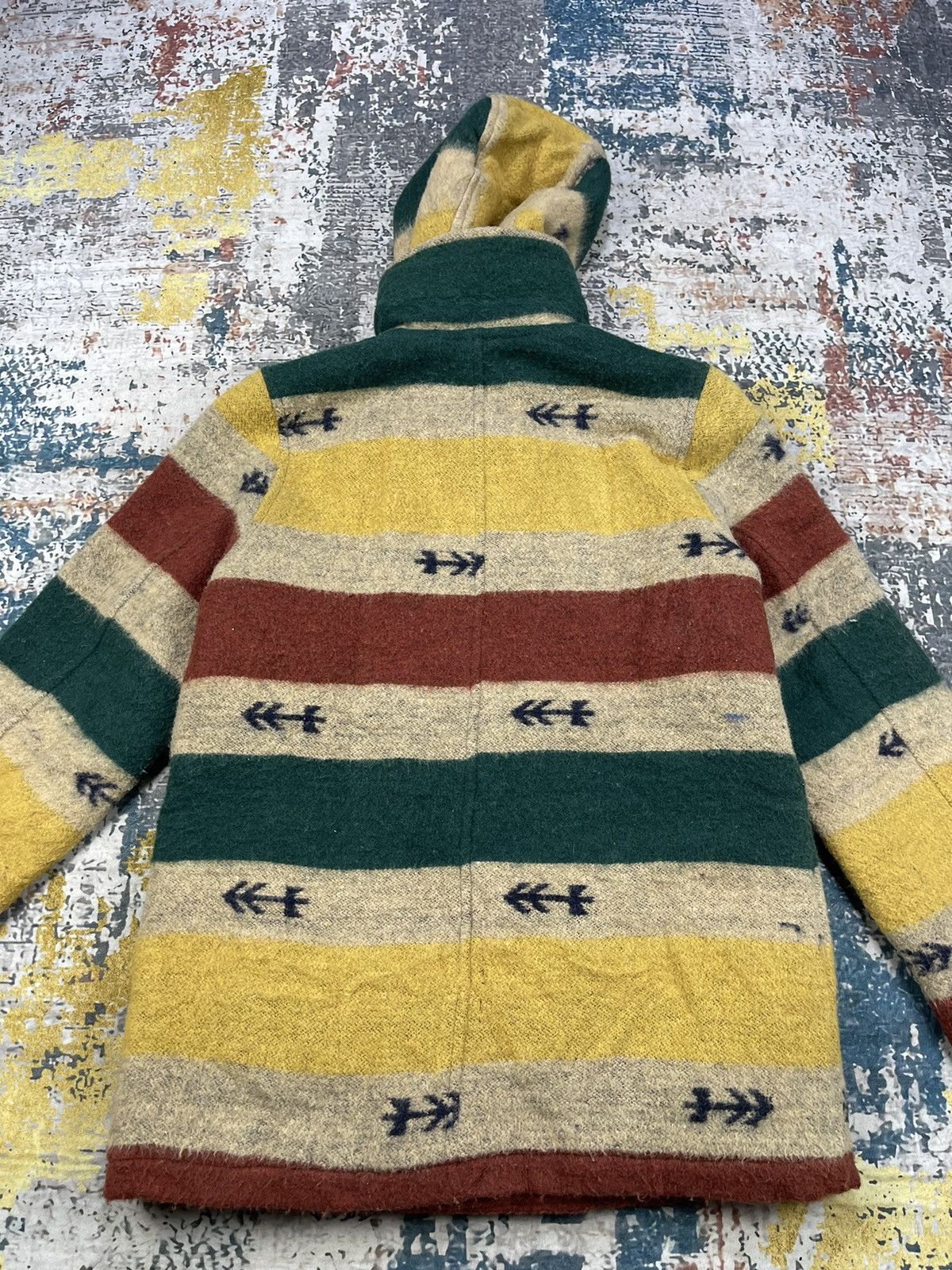 Japanese Brand Titicaca Arrow Native Stripe Double Breasted Hooded Coats Size S / US 4 / IT 40 - 4 Thumbnail