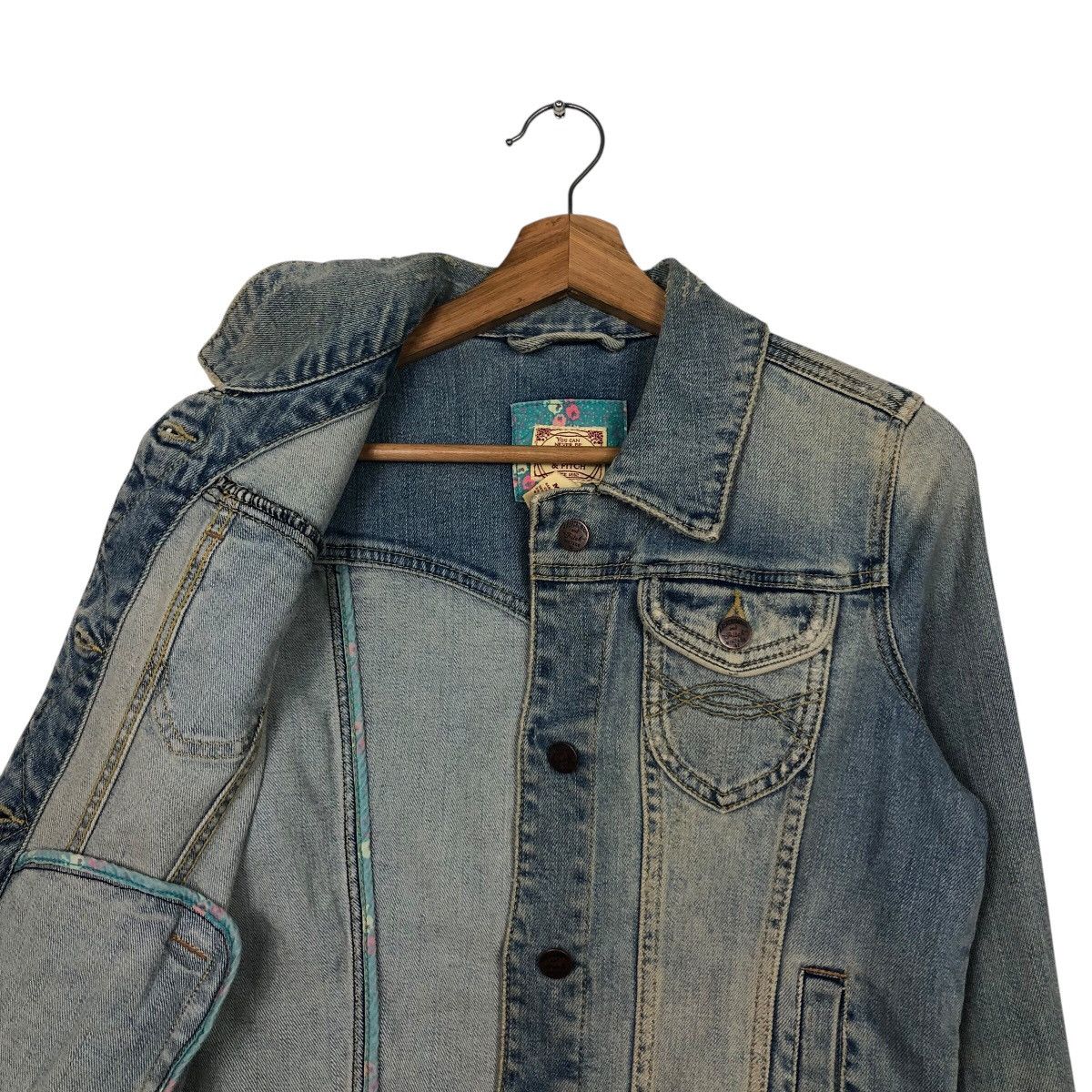 Abercrombie & Fitch 📌Cropped Denim Biker Jacket Abrecrombie Issey Miyake Size M / US 6-8 / IT 42-44 - 13 Thumbnail