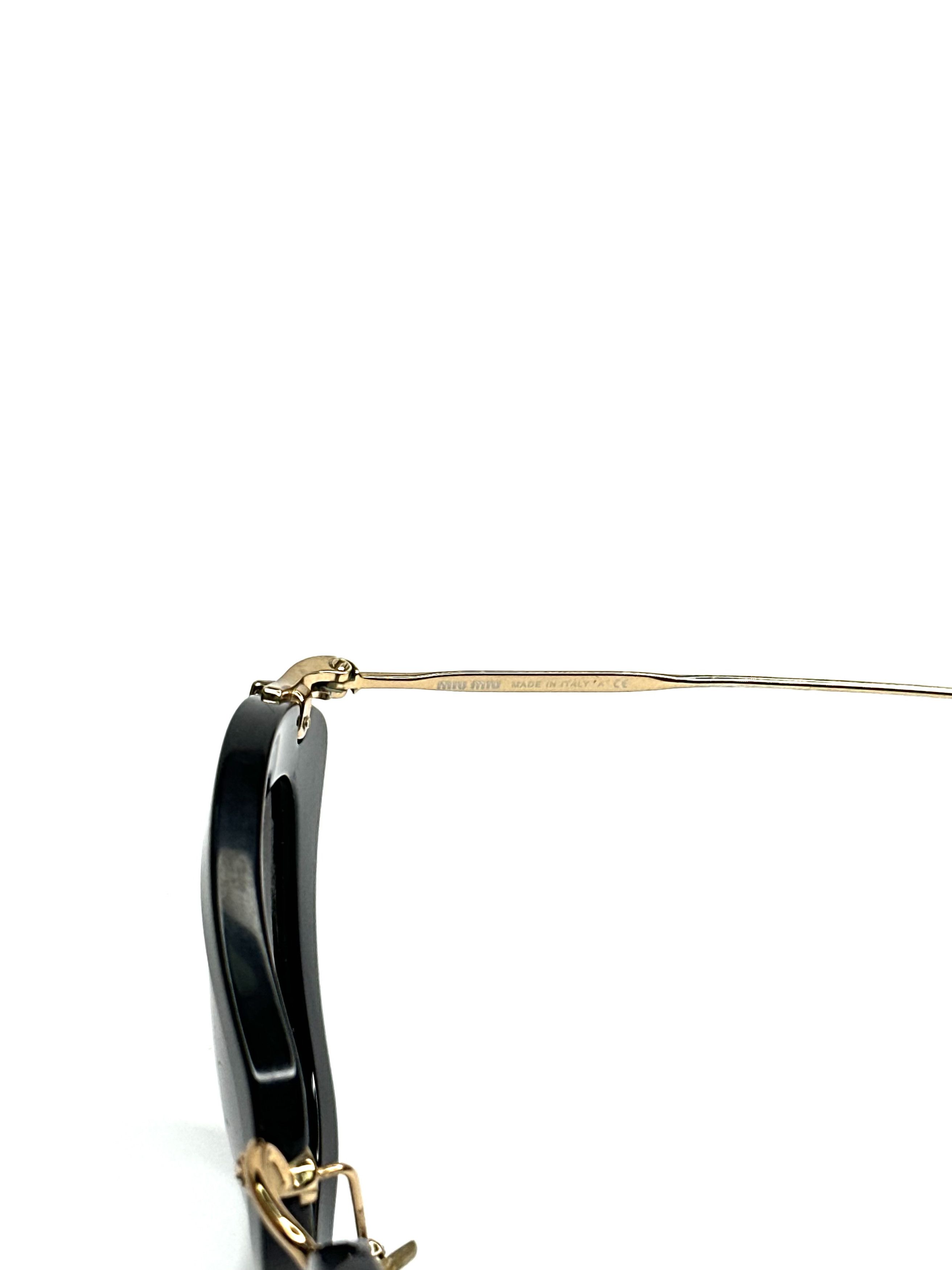 Miu Miu Miu Miu cateye black gold slim designer sunglasses Size ONE SIZE - 7 Thumbnail
