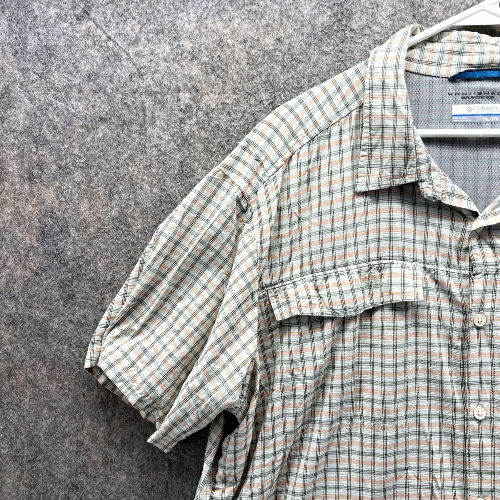 Vintage Columbia Shirt Men XXL White Casual Button-Up Preppy Omni Shade Sun Protection Shirt Men XXL White Plaid Button-Down Short Sleeve All Seasons Size US XXL / EU 58 / 5 - 3 Thumbnail
