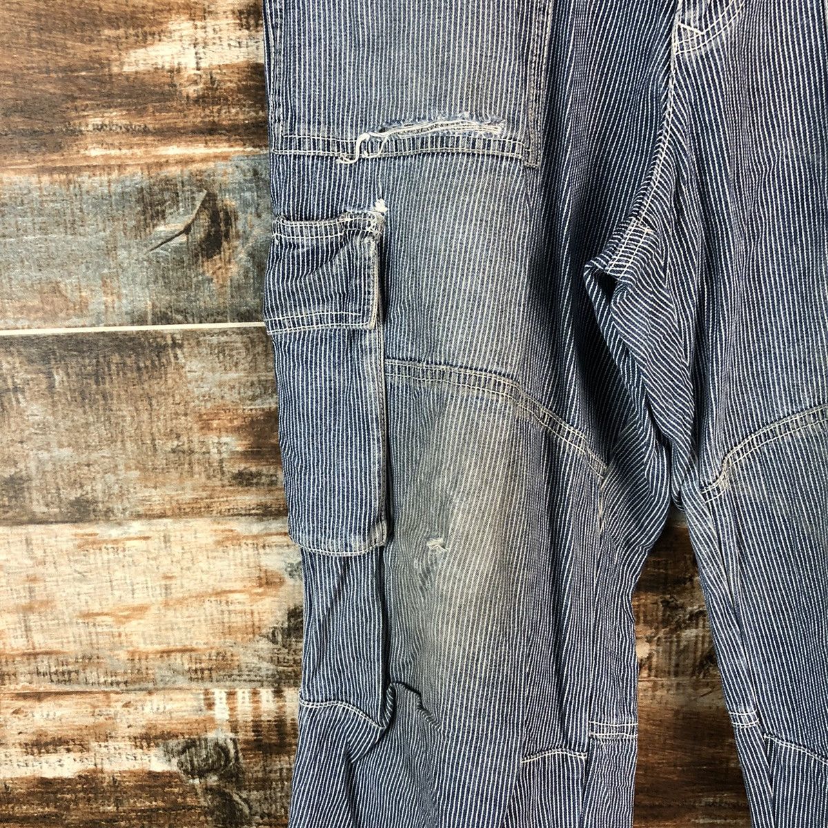 Japanese Brand Dogman Blue Striped Multipocket utility cargo Pants #A2160 Size US 33 - 9 Thumbnail