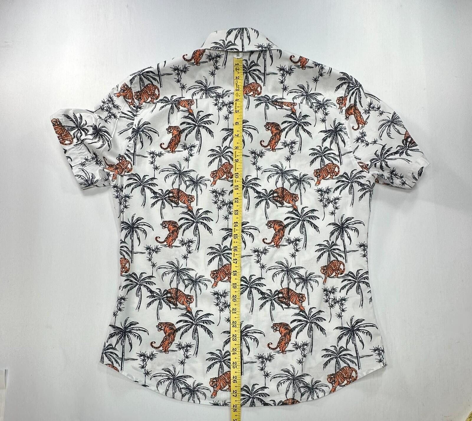 Banana Republic Goodfellow Northrup Slim Tiger Print Button Up Men White M Size US M / EU 48-50 / 2 - 3 Thumbnail