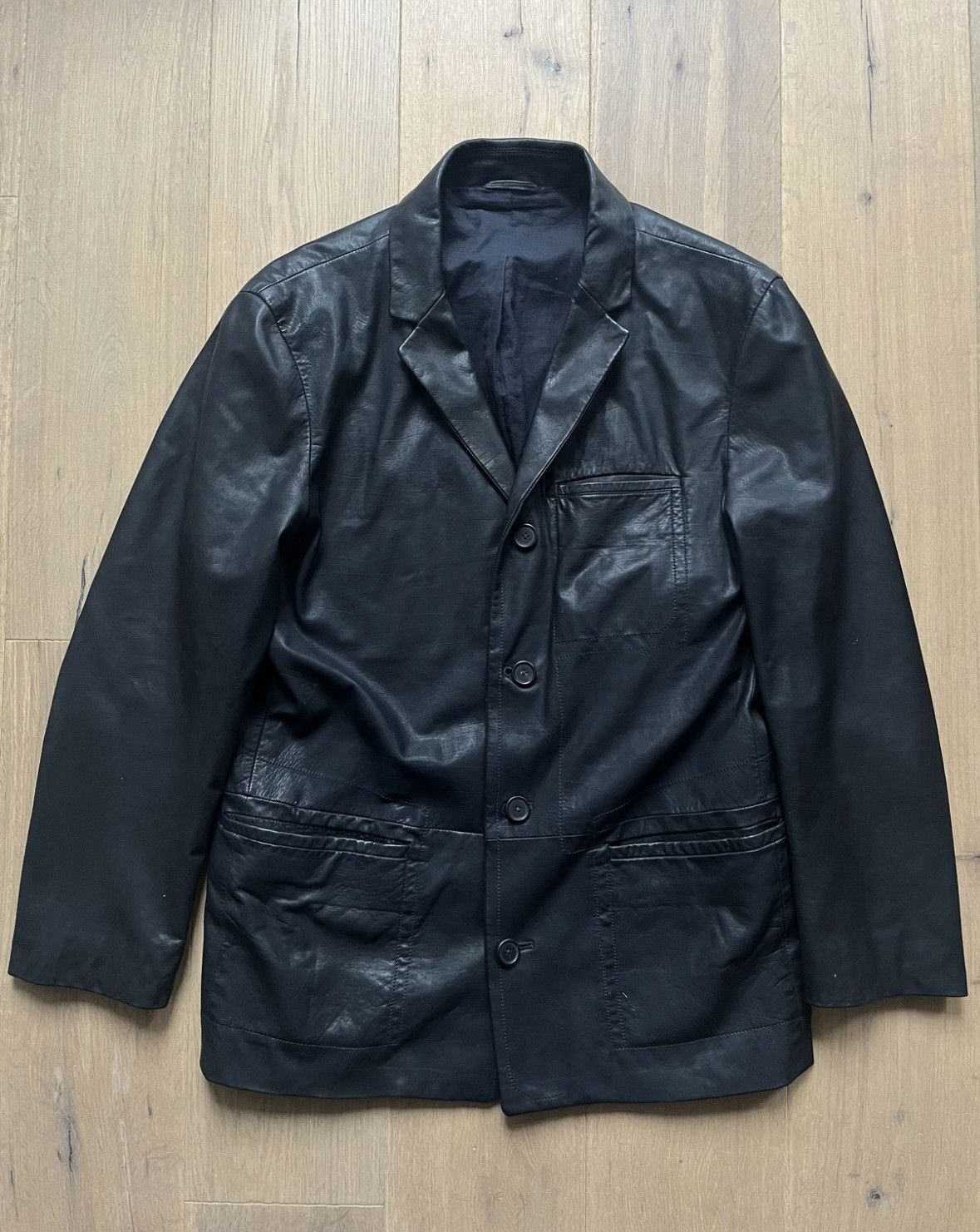 image of Vintage Jil Sander Leather Jacket in Black, Men's (Size Medium)