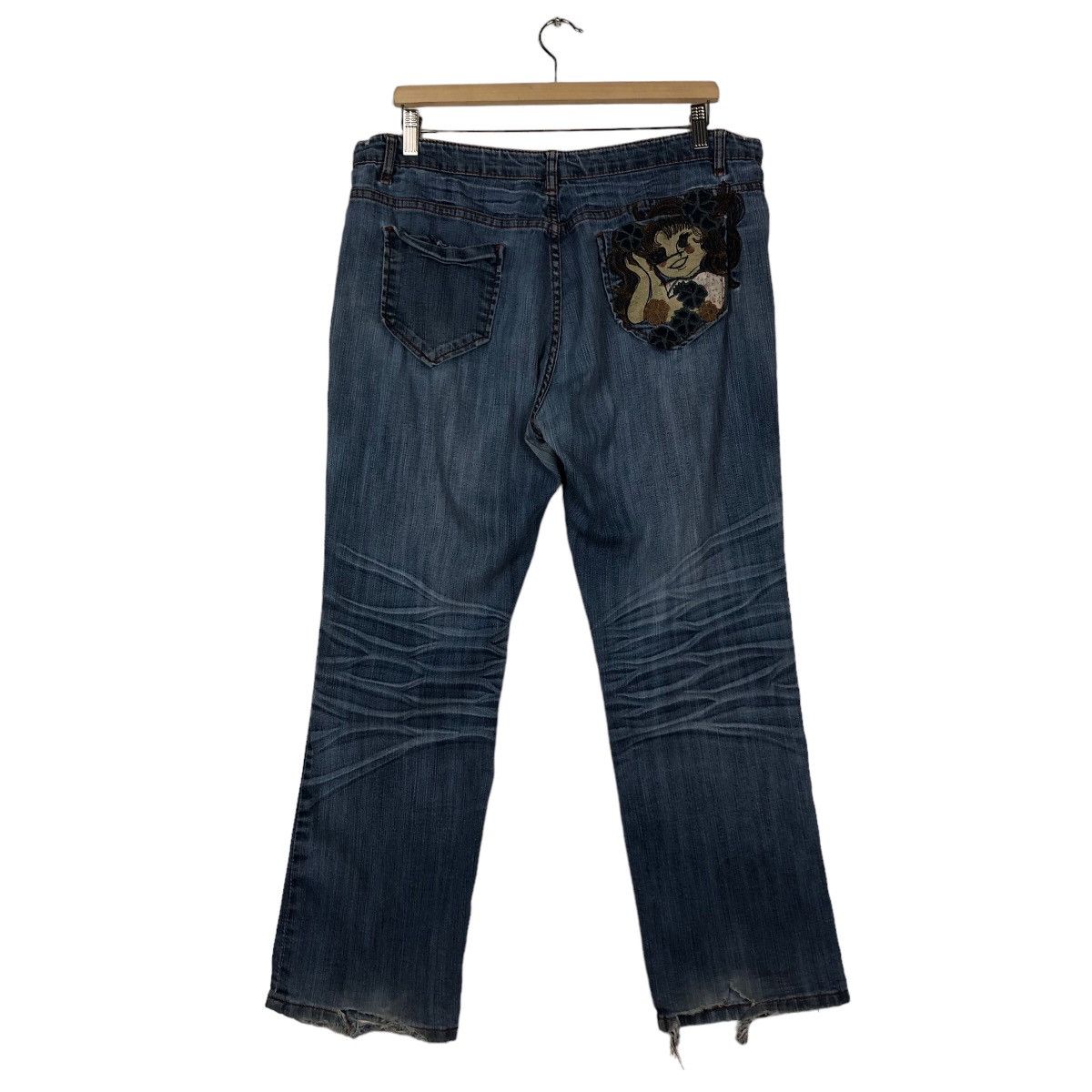 Japanese Brand 🔥Vintage Denim Jeans Sukajan Pocket Big Logo Size US 36 / EU 52 - 8 Thumbnail