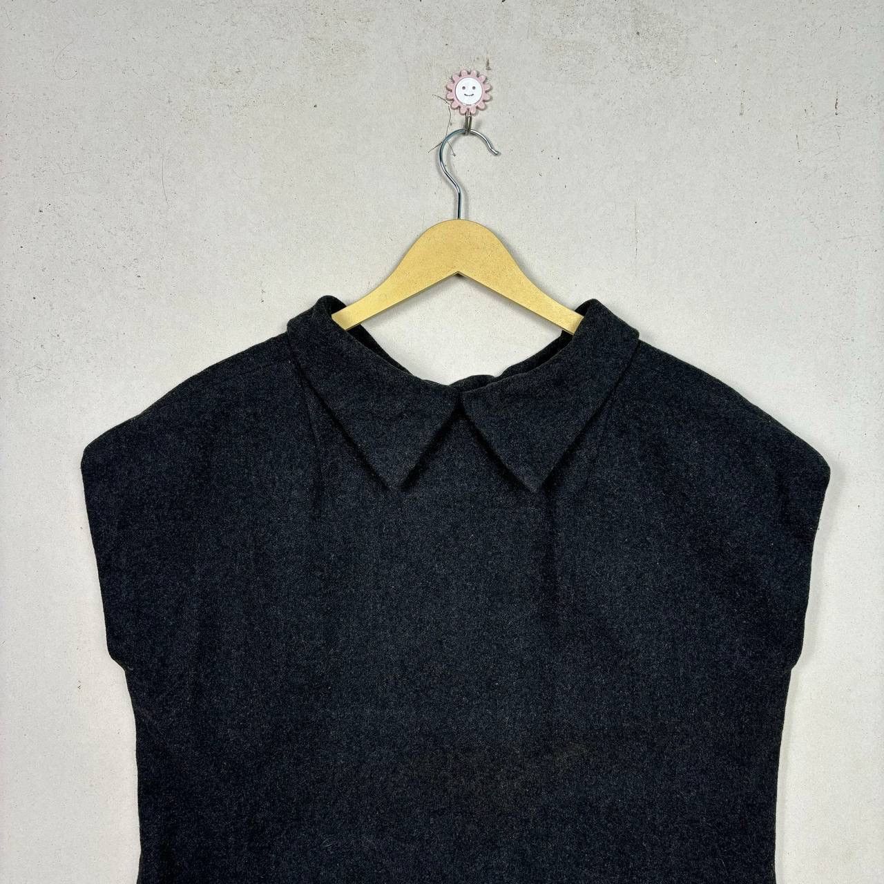 Balmain Vtg BALMAIN Wool Shell Top Cap Sleeve Collared Minimalist Size L / US 10 / IT 46 - 3 Thumbnail