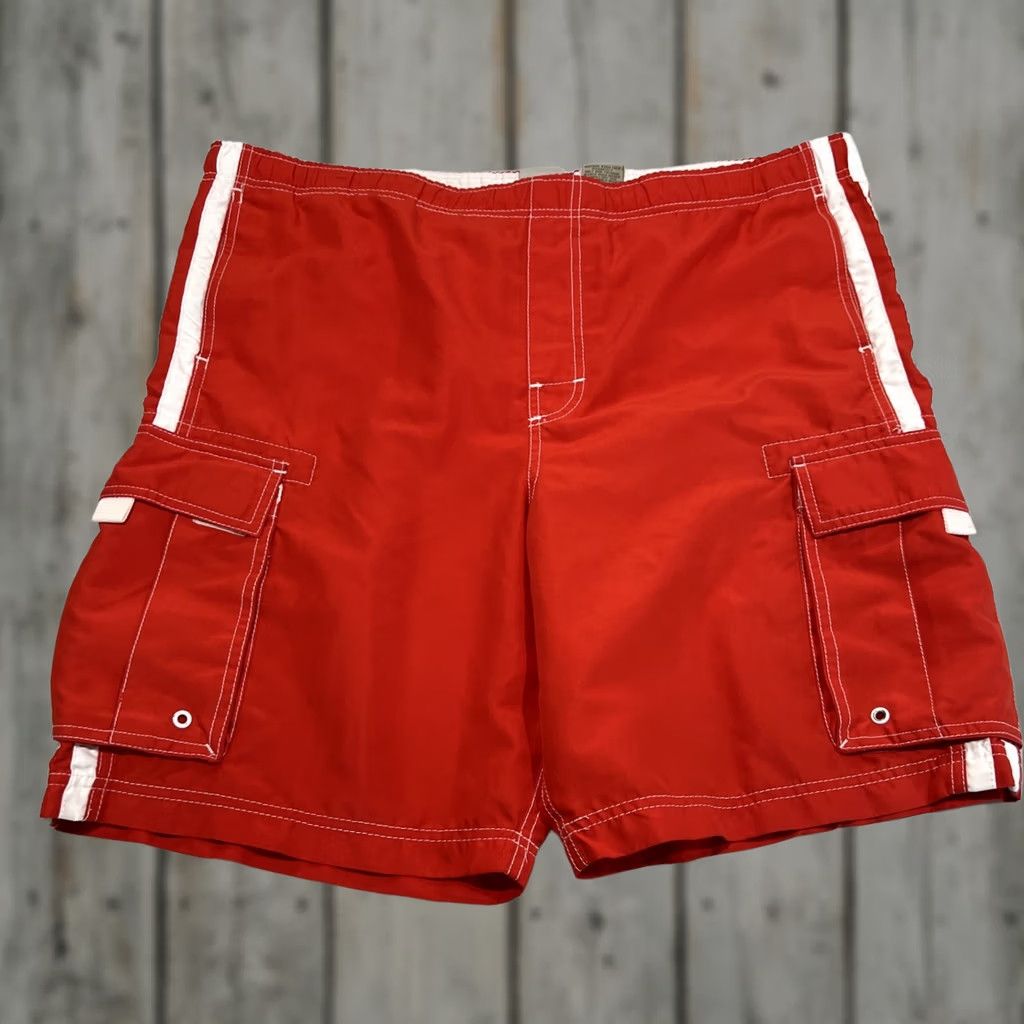Ocean Pacific VINTAGE Ocean Pacific OP Men’s Large Swim Trunks Lined Orange Red Trunks Mens Beach 90s Size US 33 - 1 Thumbnail