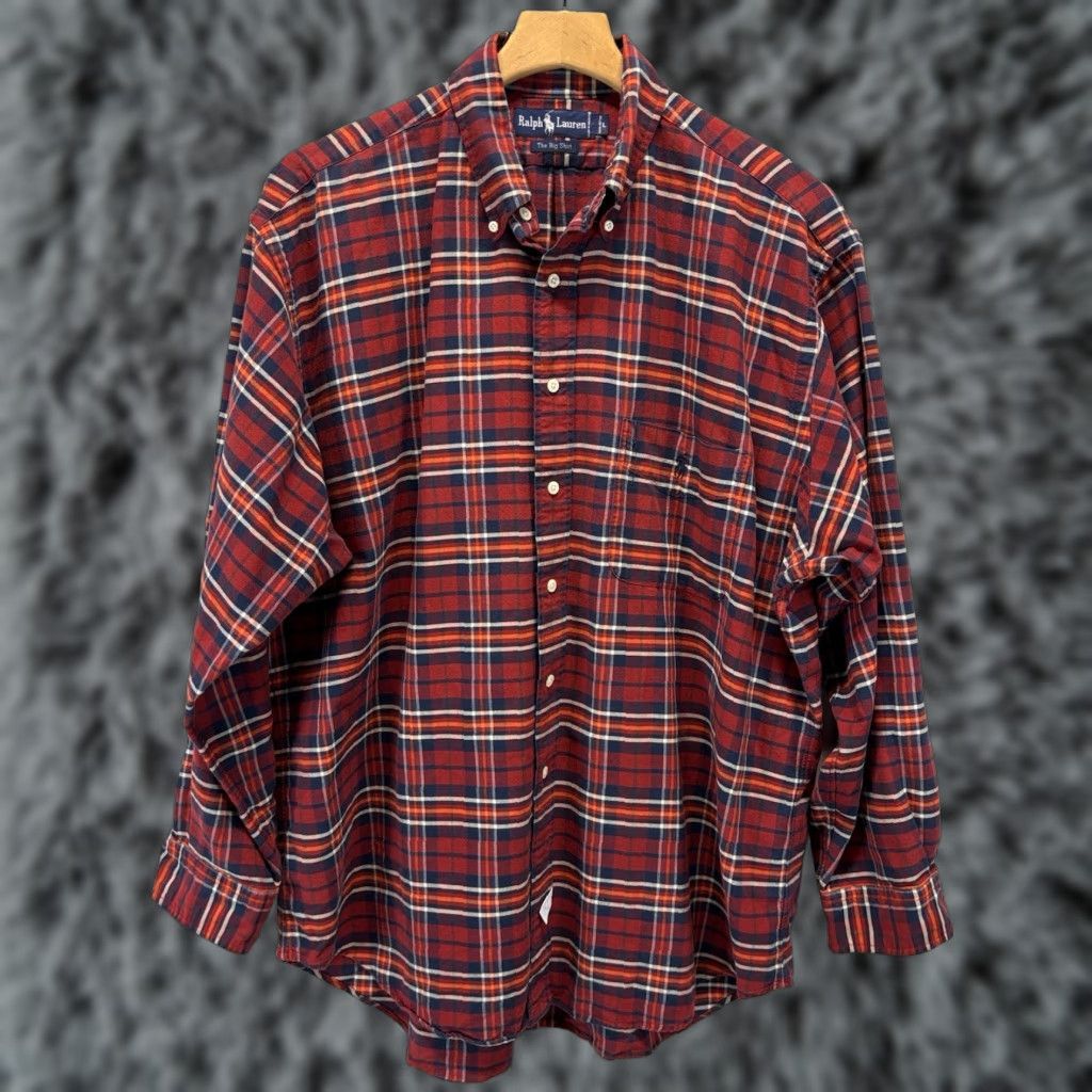 Polo Ralph Lauren VINTAGE Ralph Lauren Button-Down Shirt Mens Large Oxford Cloth Plaid Logo 80s 90s Preppy Classic Red Cotton Shirt Mens Large Size US L / EU 52-54 / 3 - 1 Thumbnail