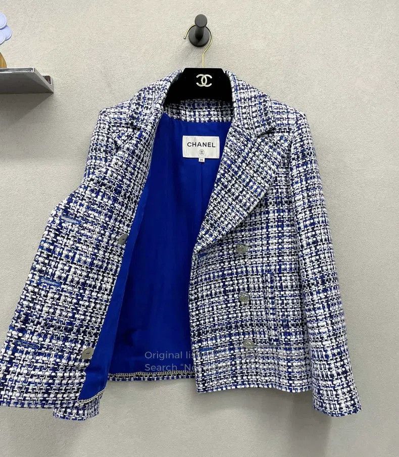 Chanel Chanel Blue and white woven jacket Size XXS / US 00 / IT 34 - 3 Thumbnail