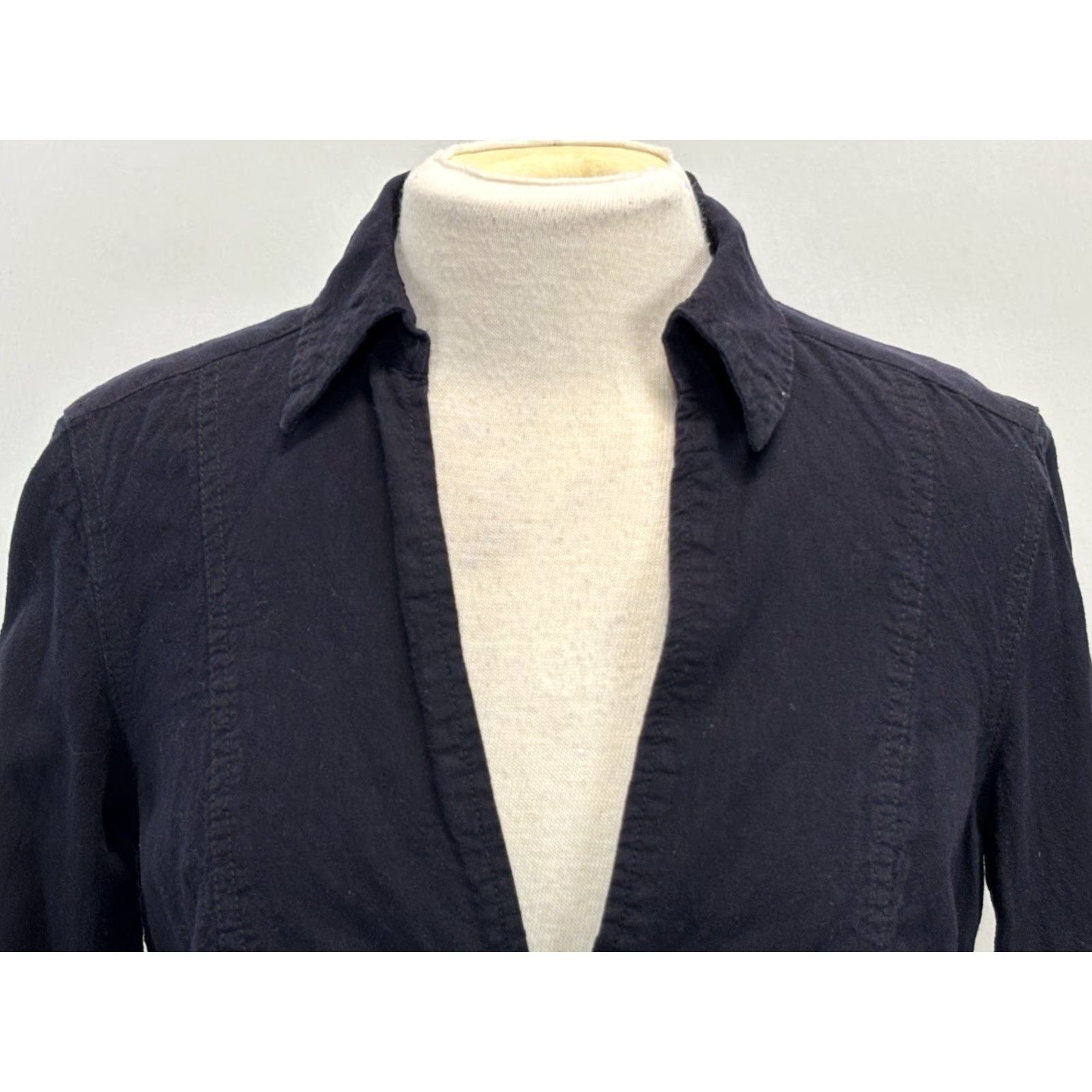 Free People Free People Popover Shirt Women's XS Dark Navy Linen Blend Boxy Boho Beachy Size XS / US 0-2 / IT 36-38 - 5 Thumbnail
