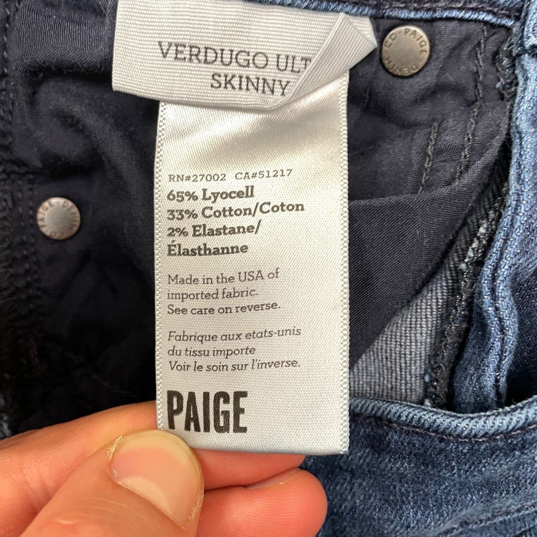 Paige VINTAGE Paige Verdugo Skinny Denim Jeans Womens 24 Blue Low Rise Stretch 29in Urban Style Women Size 42" / US 20 - 7 Thumbnail