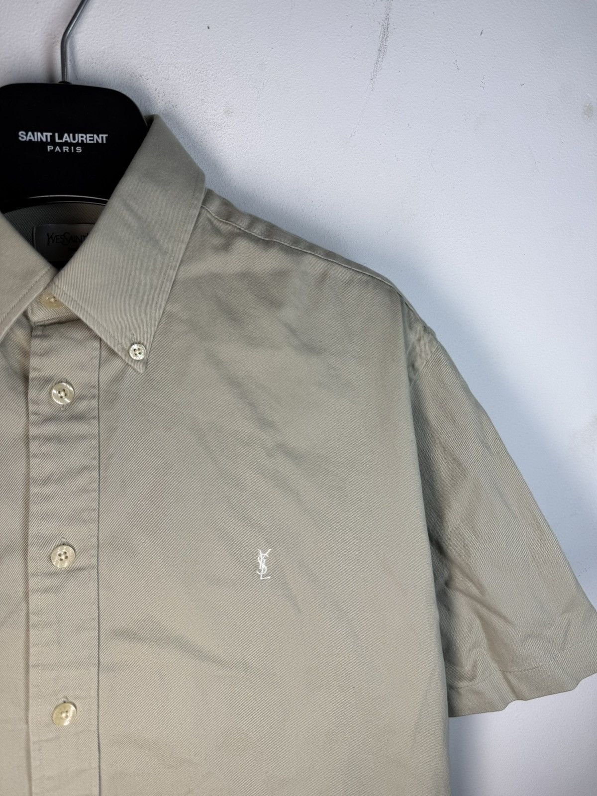 Yves Saint Laurent Beige YSL Shirt Short Sleeve Button Up Collar Vintage Y2K Size US M / EU 48-50 / 2 - 10 Thumbnail