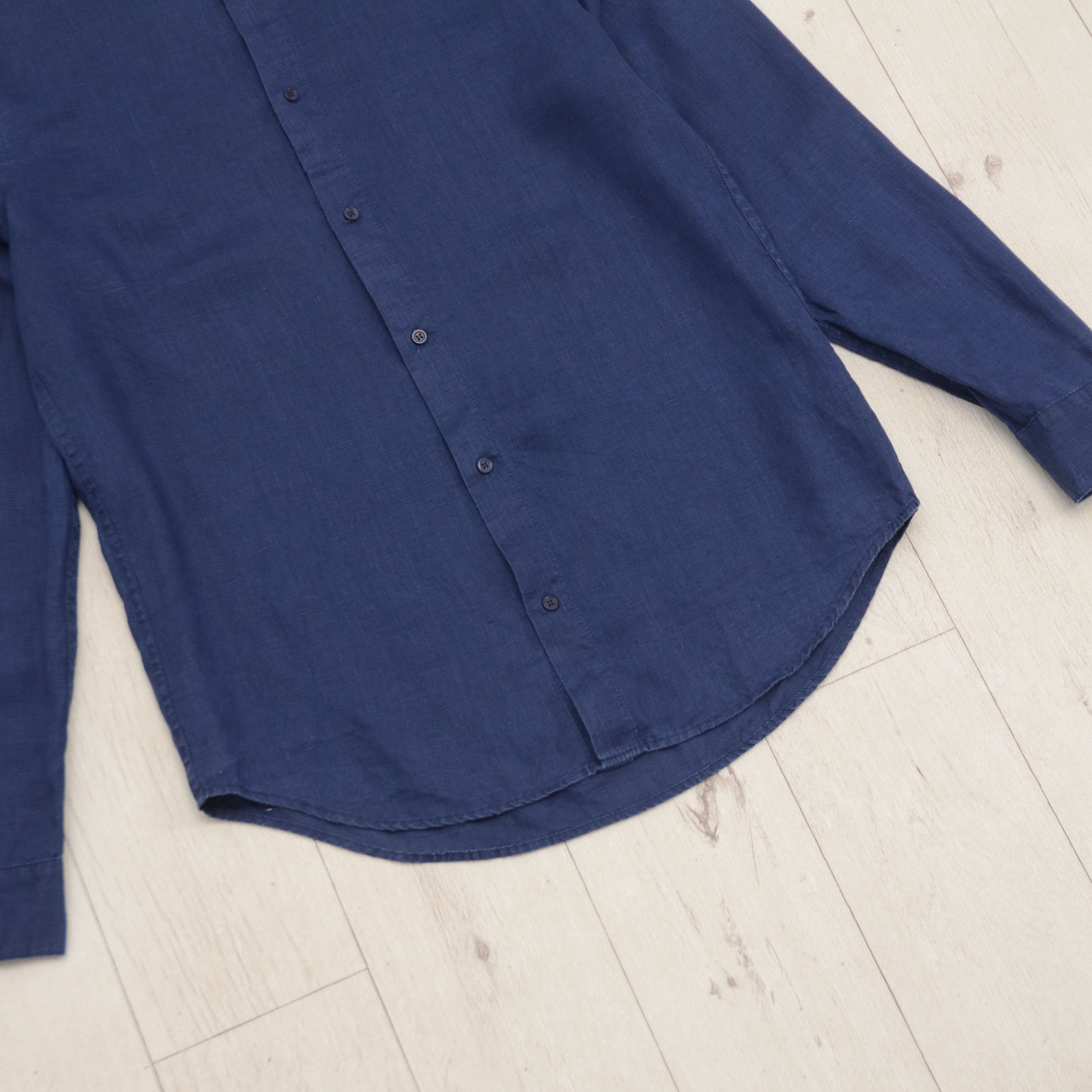 Cos COS Mandarin Collar Hemp Shirt Navy Blue Size S Sustainable Size US S / EU 44-46 / 1 - 3 Thumbnail