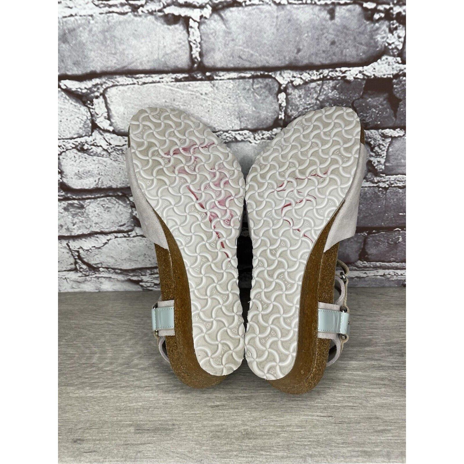 Birkenstock Papillio Grey Nubuck Suede Teal Patent Cork Wedg