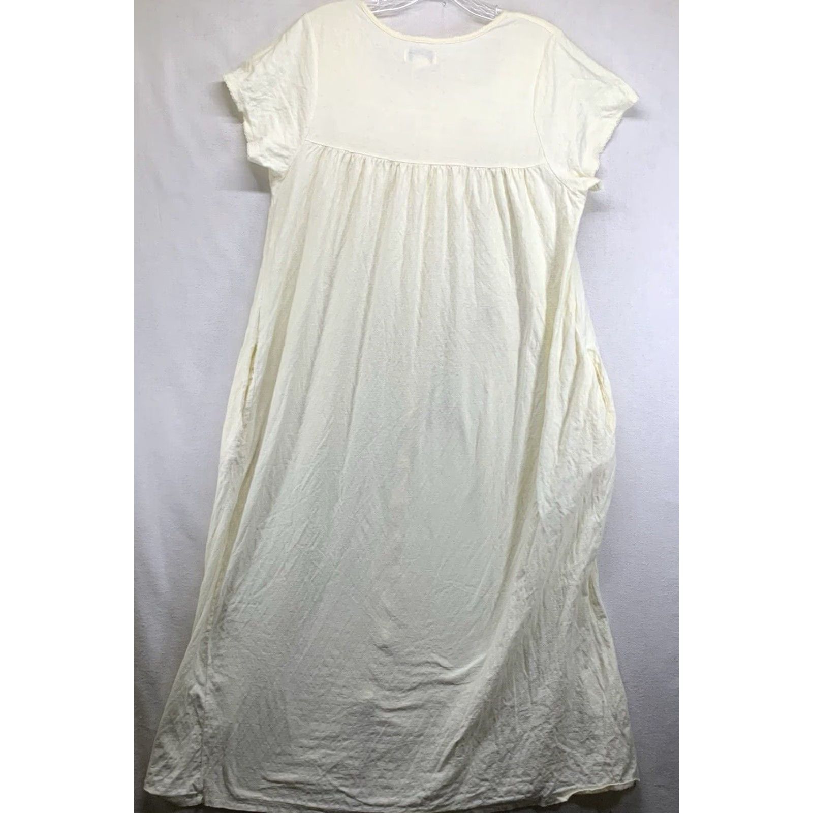 Ariat VINTAGE Aria Women’s Sleep Dress Medium 100% Cotton Light Yellow Embroidered Lace Short Sleeve Boat Neck 90s Cottage Size M / US 6-8 / IT 42-44 - 2 Thumbnail