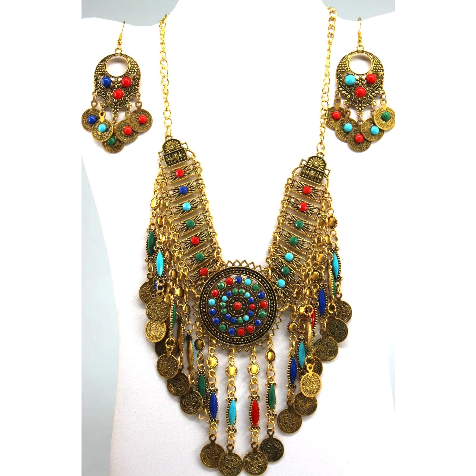 Other Spectacular Boho Gypsy Gold Tone Earring Necklace Set Size ONE SIZE - 1 Thumbnail