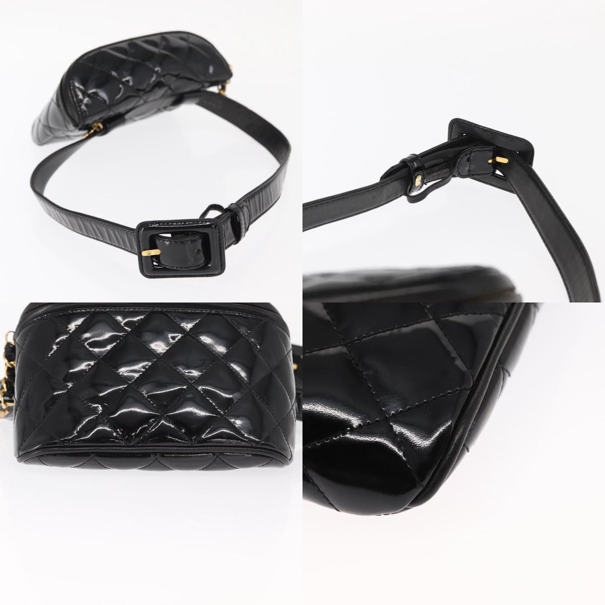Chanel Chanel Matelasse Waist Bag Patent Leather Black Gold CC Size ONE SIZE - 4 Thumbnail