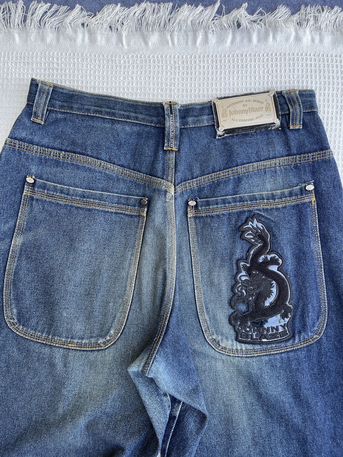 JNCO Rare Vintage 90s🔥JOHNNY BLAZE🔥Embroidered Baggy Jeans Size US 34 / EU 50 - 12 Thumbnail